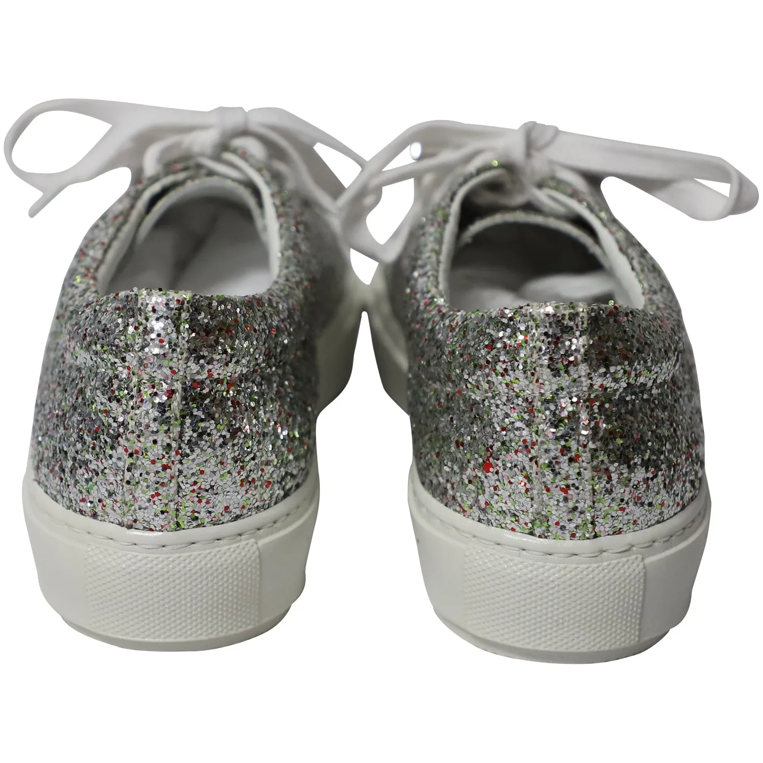 Acne Studios Metallic Adriana Spark Sneakers in Silver Glitter