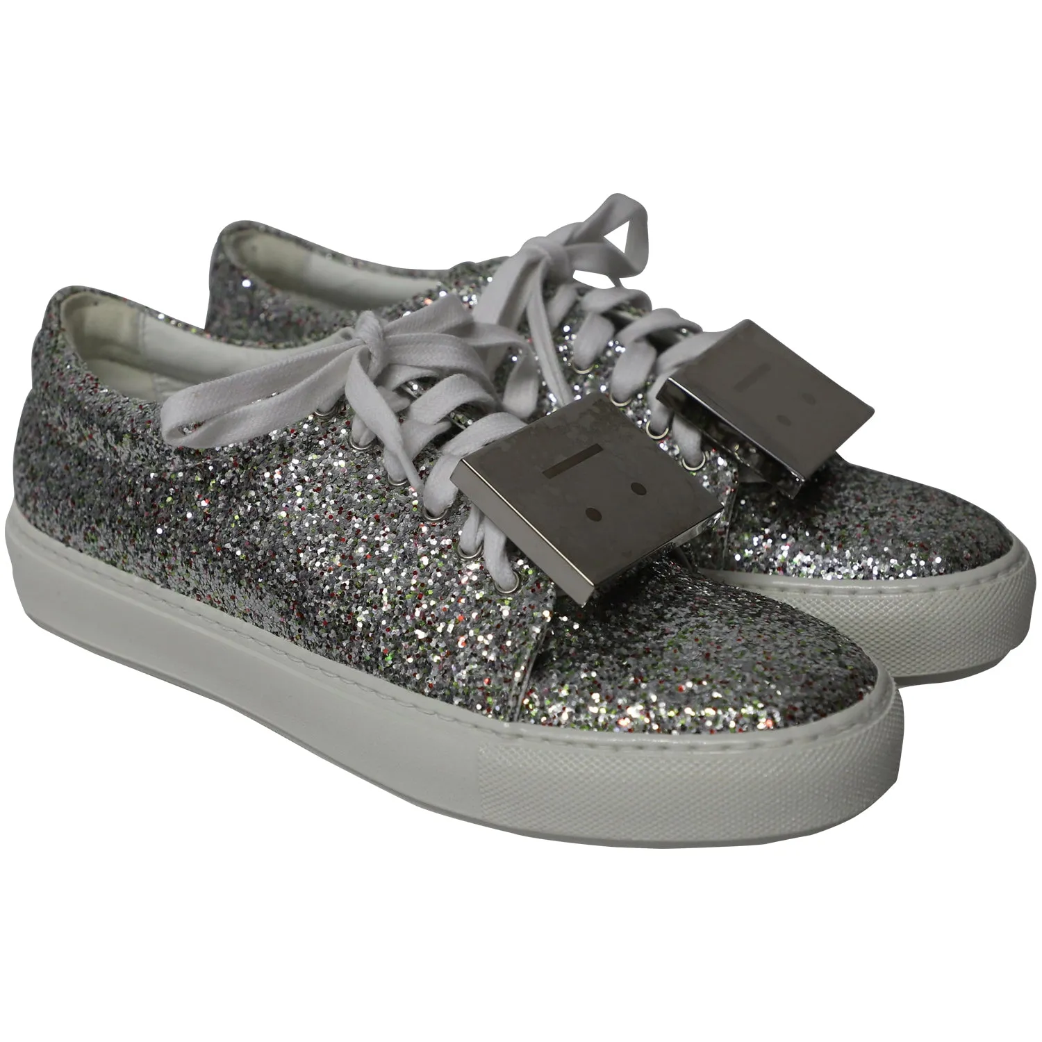 Acne Studios Metallic Adriana Spark Sneakers in Silver Glitter