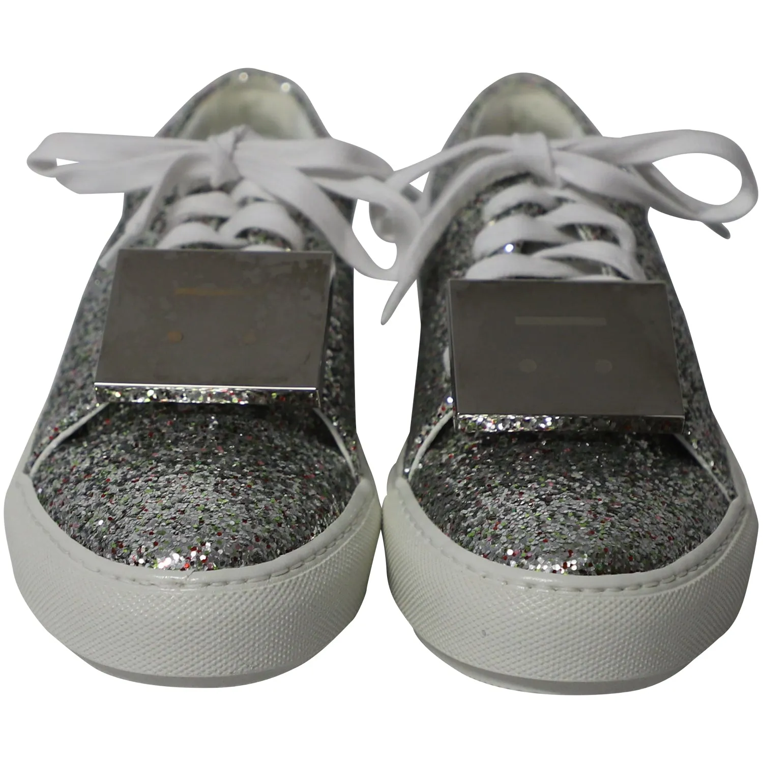 Acne Studios Metallic Adriana Spark Sneakers in Silver Glitter