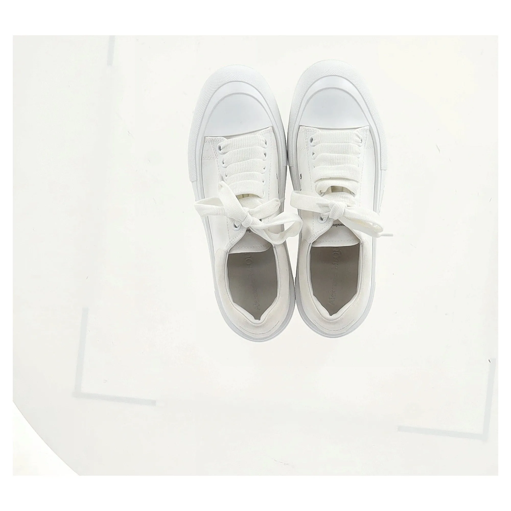 Alexander Mcqueen Deck Skate Plimsoll Sneakers in White Canvas