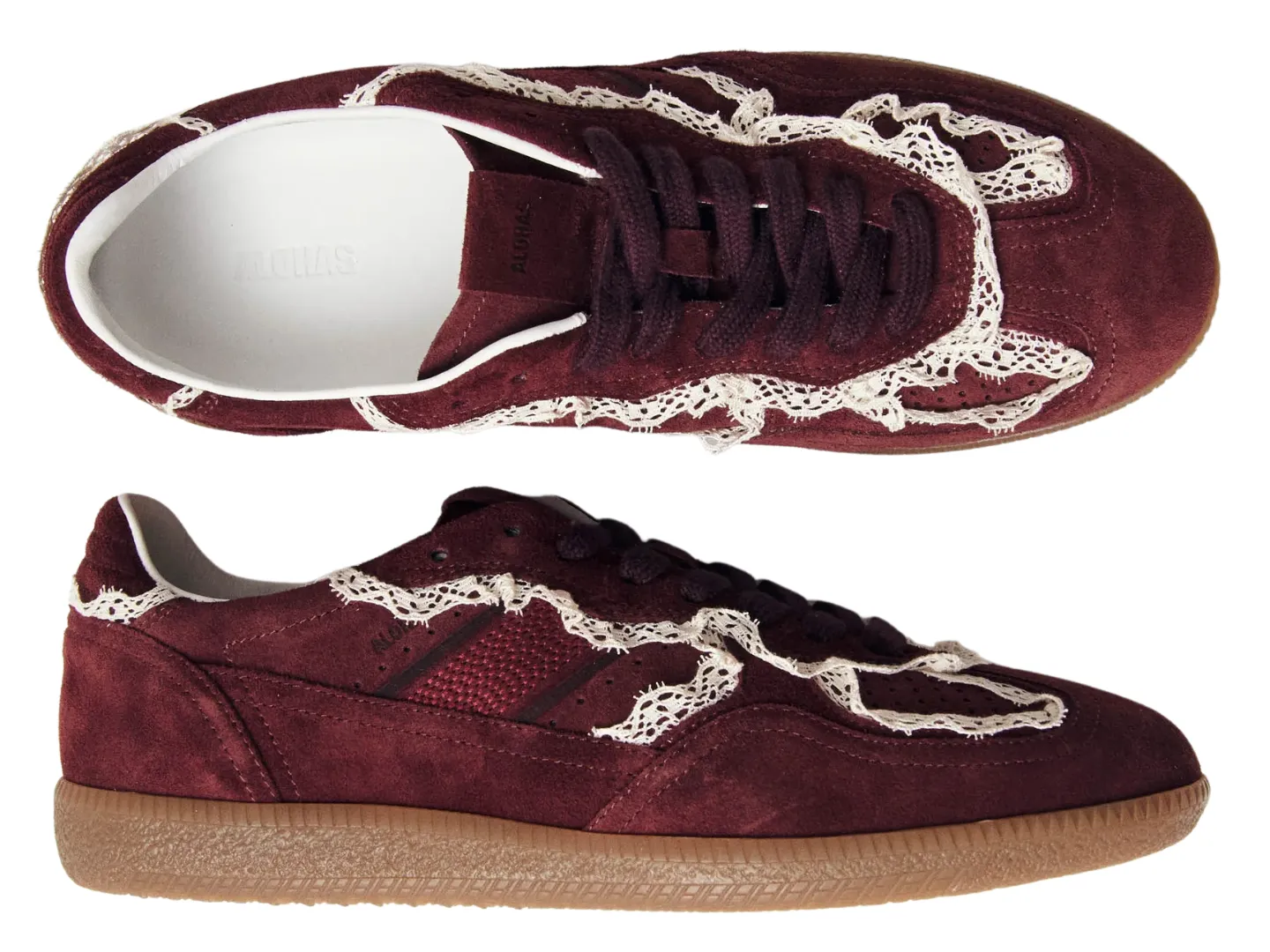 Alohas: TB.490 Crochet Burgundy Leather Sneakers