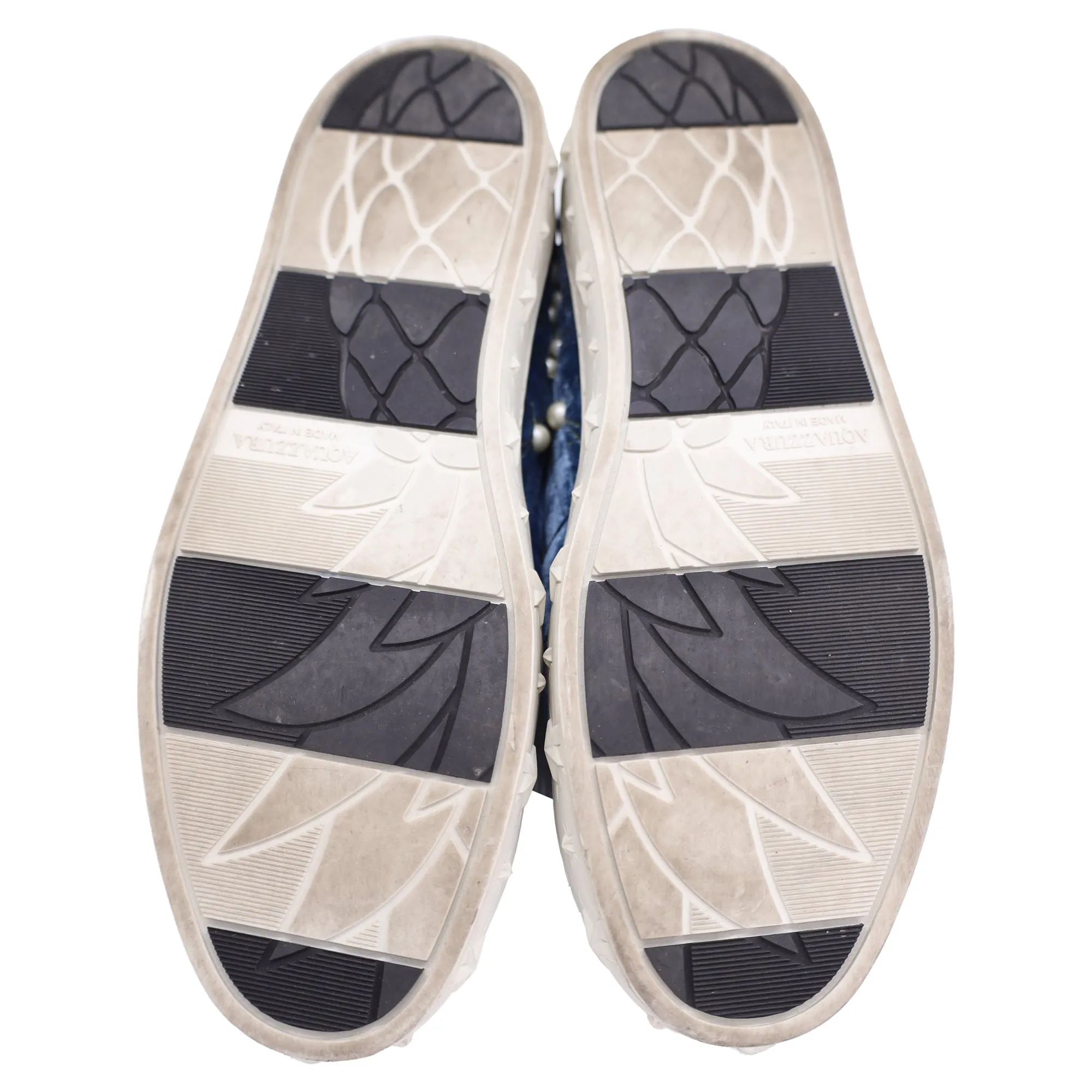 Aquazzura Cosmic Pearls Slip-on Sneakers in Blue Velvet