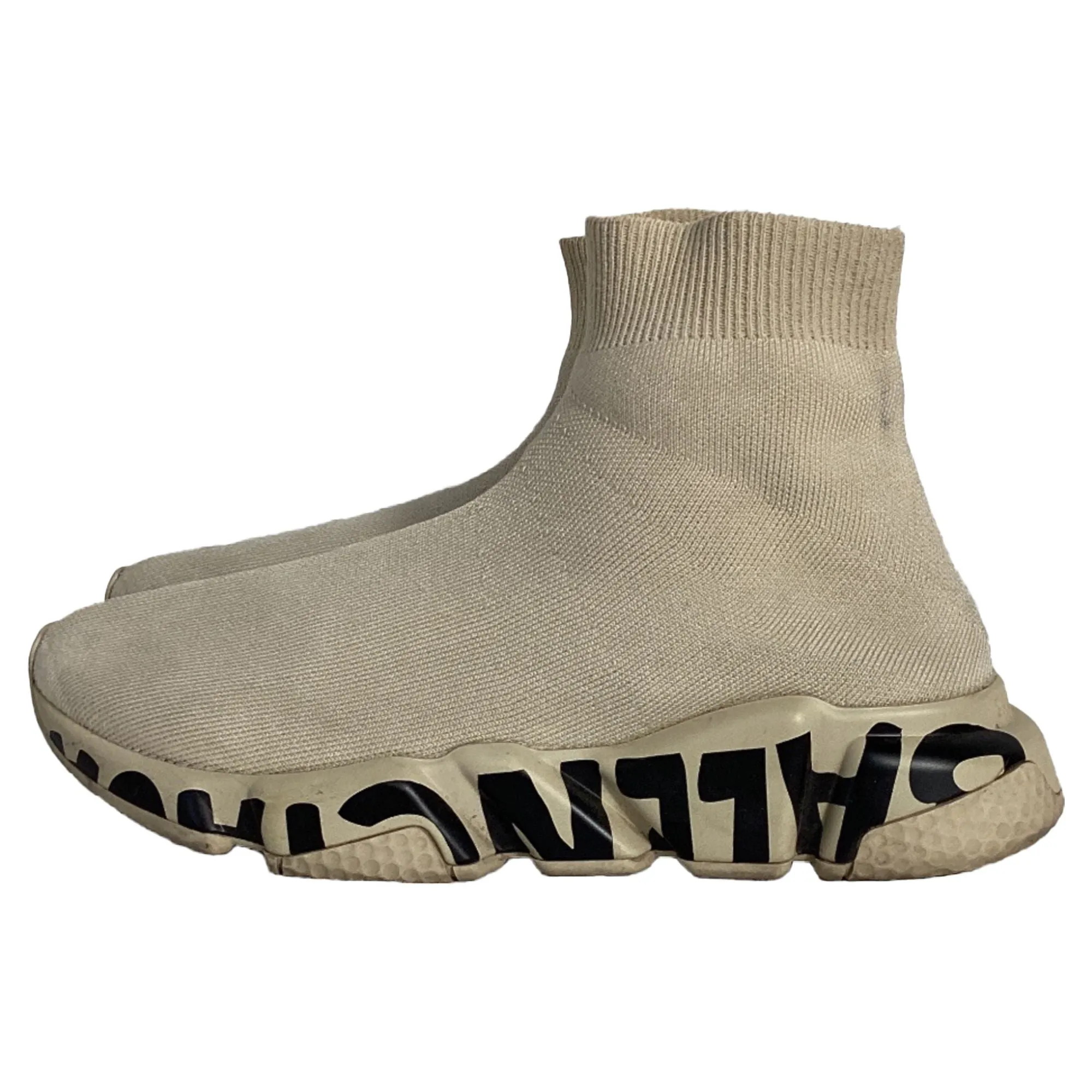 Balenciaga Speed Graffiti Sneakers in Beige Polyester
