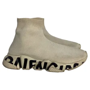 Balenciaga Speed Graffiti Sneakers in Beige Polyester