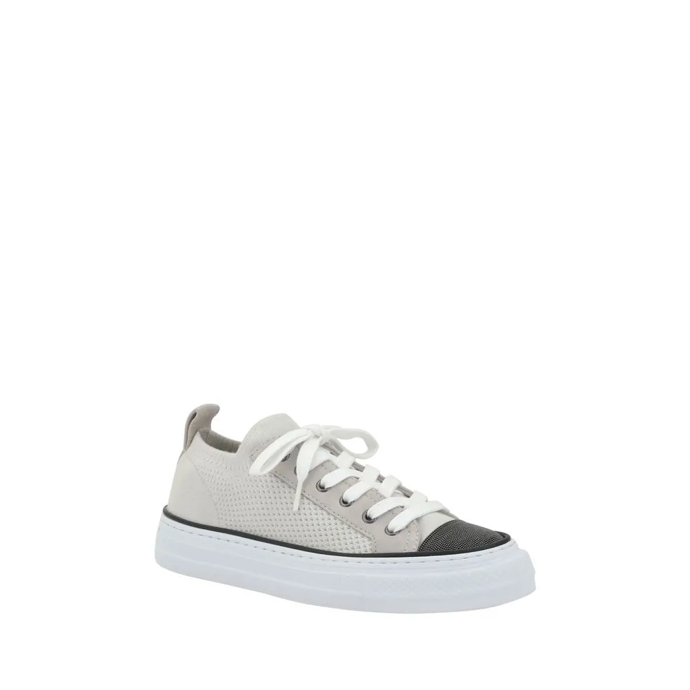 Brunello Cucinelli Mesh cotton and suede Women's Sneakers