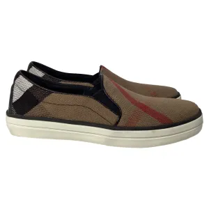 Burberry Gauden Check Slip-On Sneakers in Brown Canvas