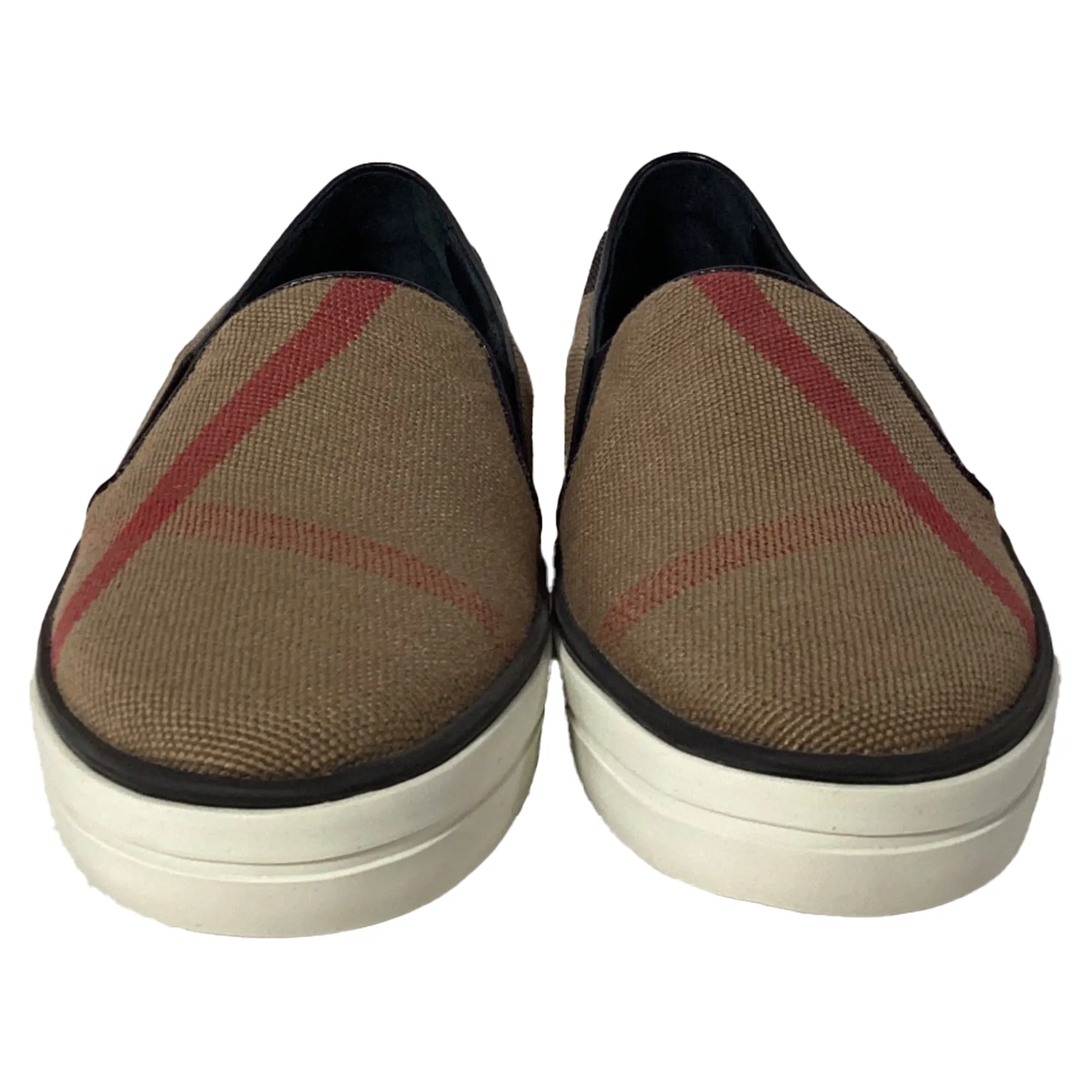 Burberry Gauden Check Slip-On Sneakers in Brown Canvas