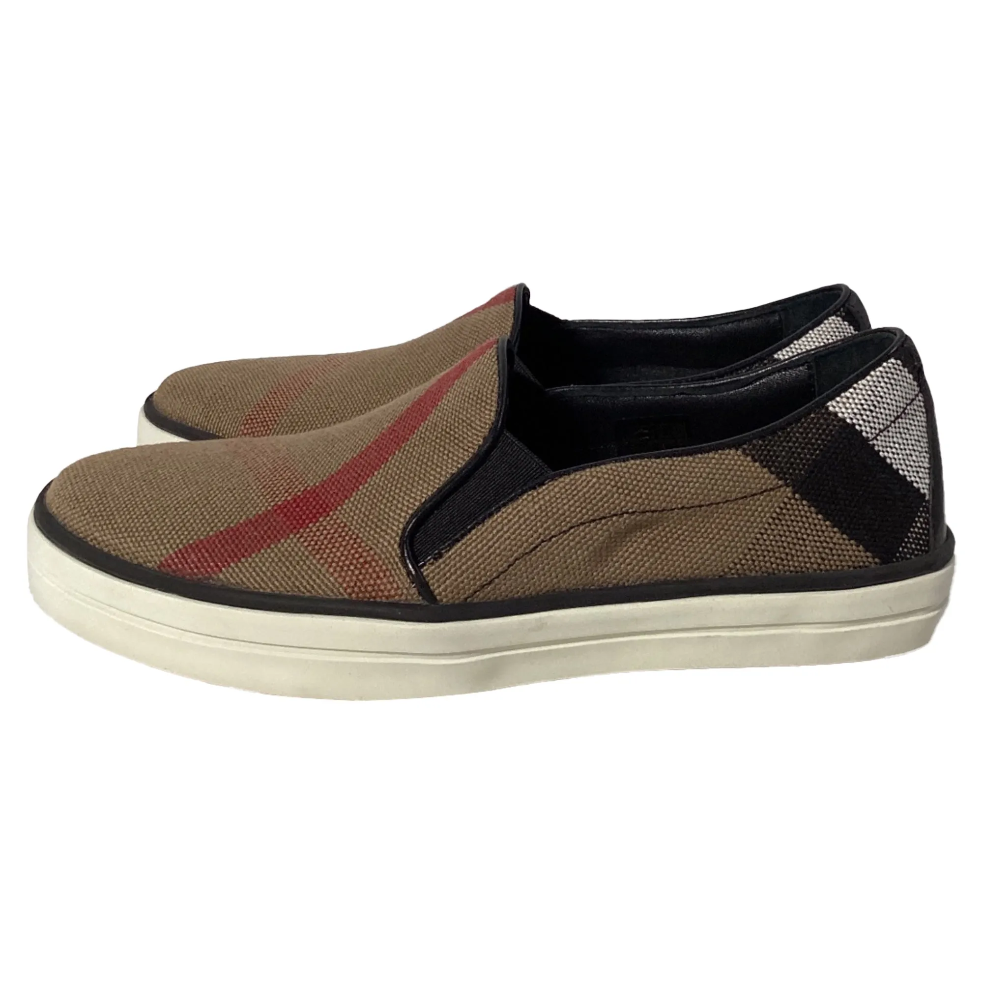 Burberry Gauden Check Slip-On Sneakers in Brown Canvas