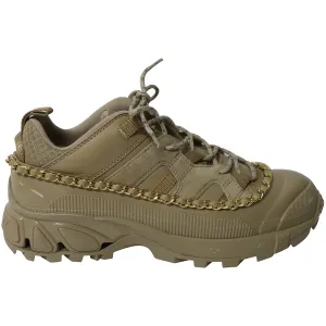 Burberry Gold Chain Arthur Sneakers in Khaki Leather