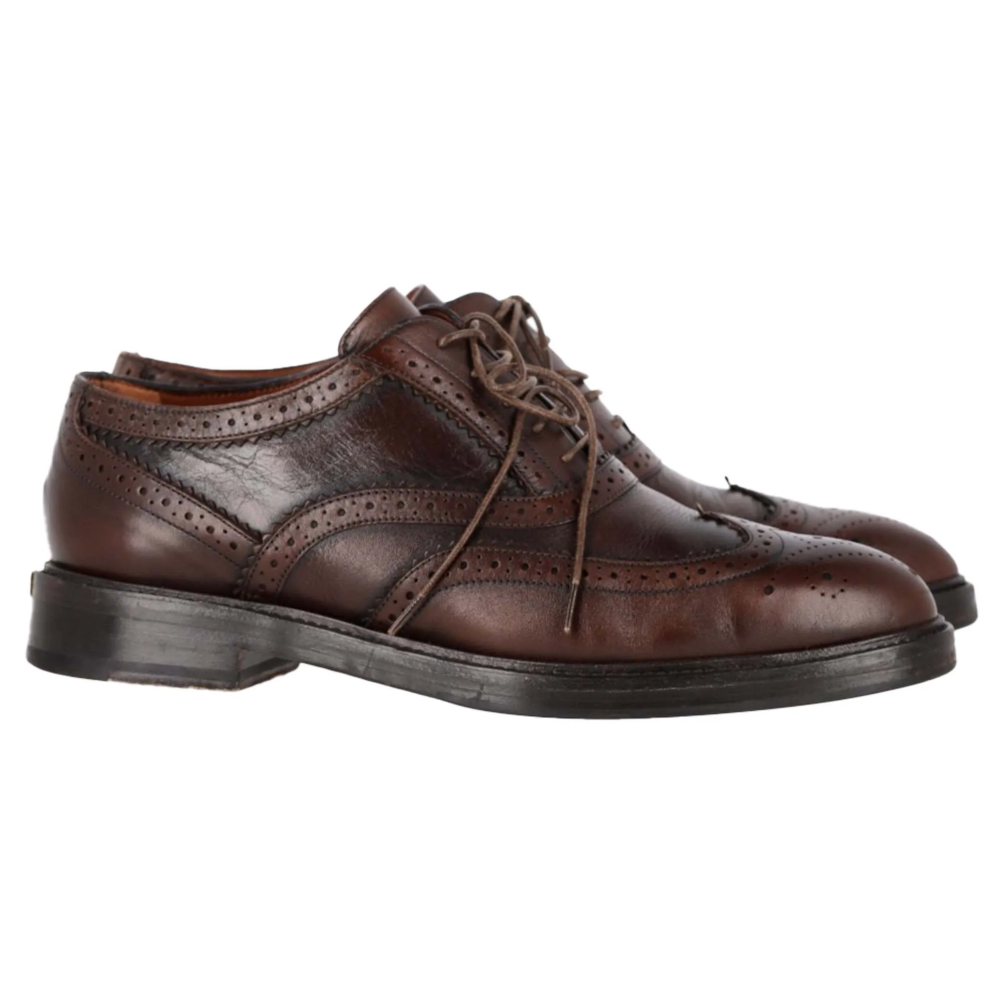 Burberry Wingtip Lace-Up Oxford Shoes in Brown Leather