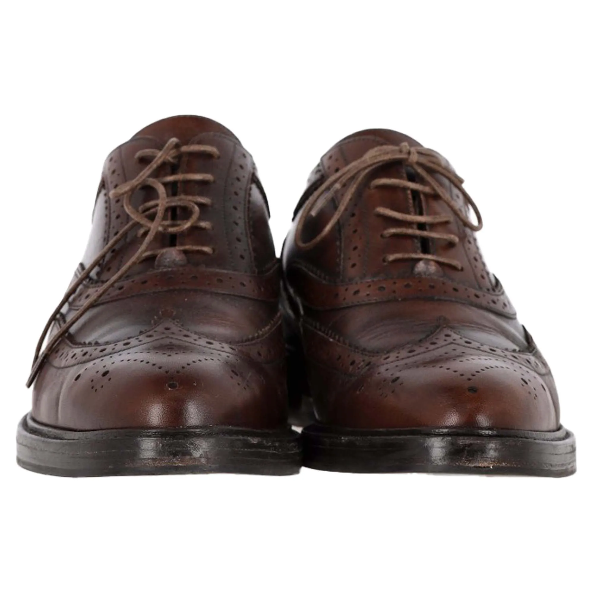 Burberry Wingtip Lace-Up Oxford Shoes in Brown Leather