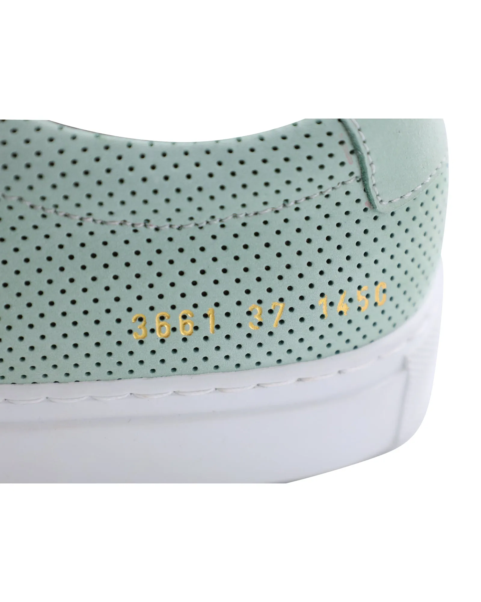 Common Projects Original Achilles Low Perforated Sneakers in Teal Calfskin Leather