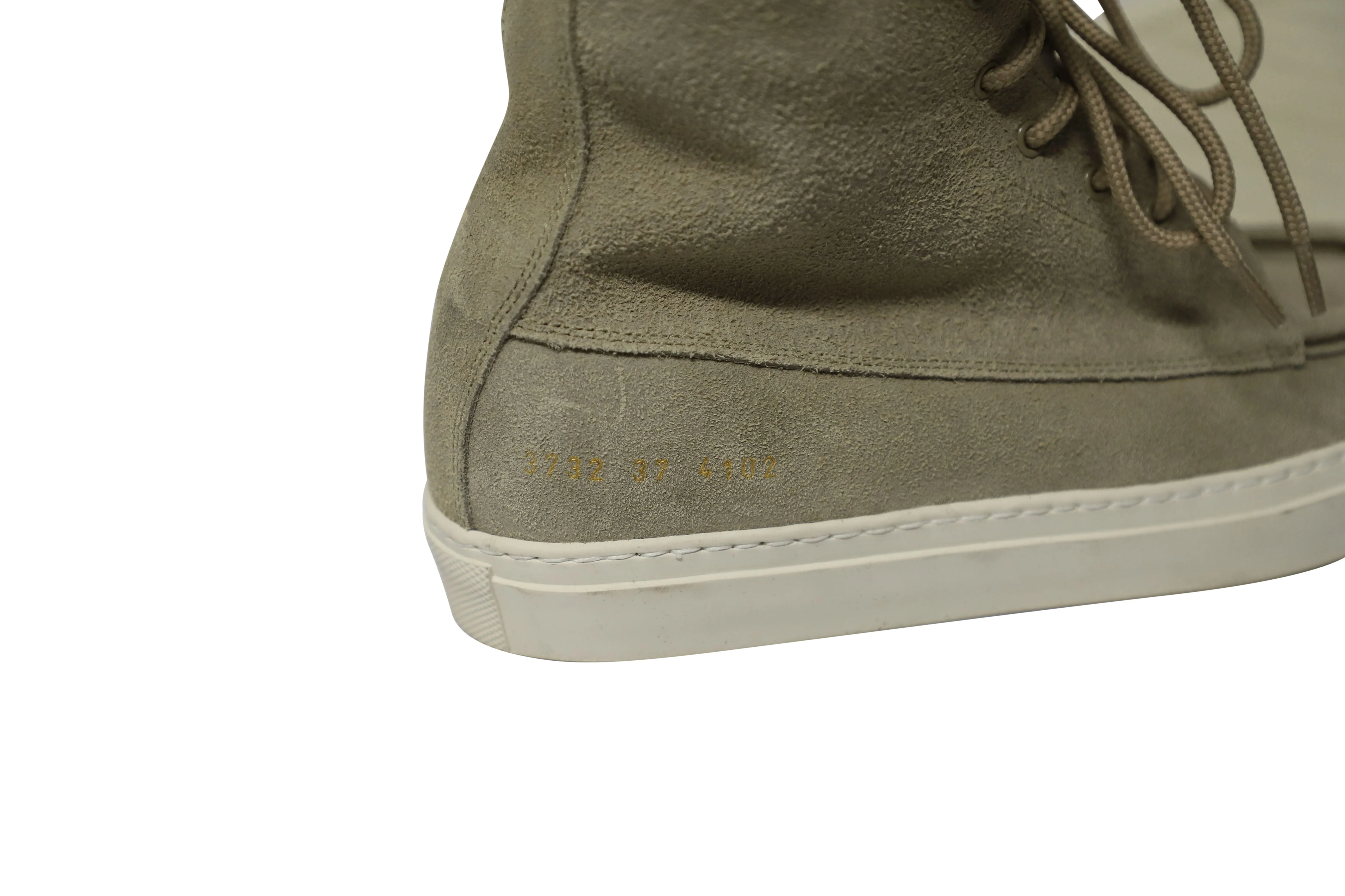 Common Projects Tournament Shearling High-Top Sneakers in Grey Suede