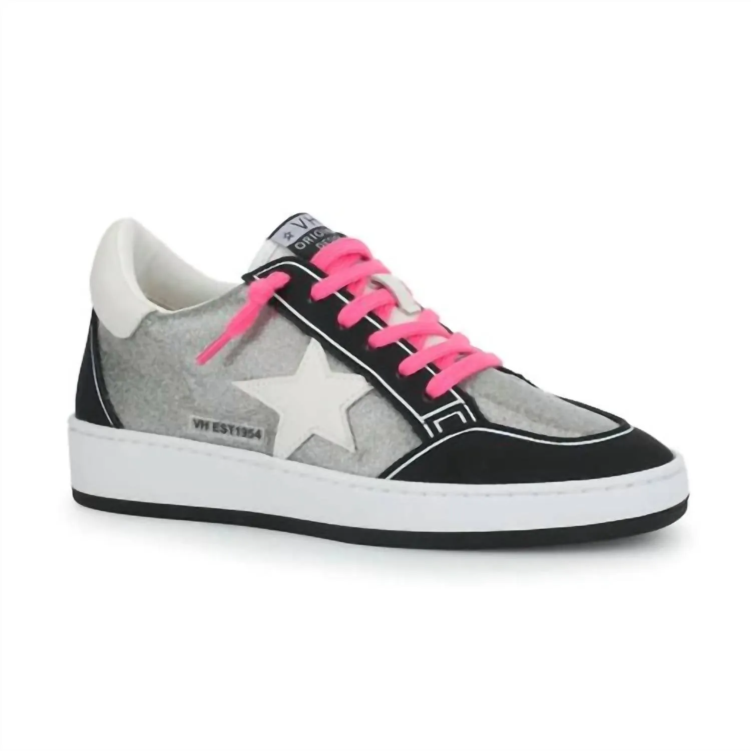 Denisse White Star Shoes In Silver Multi