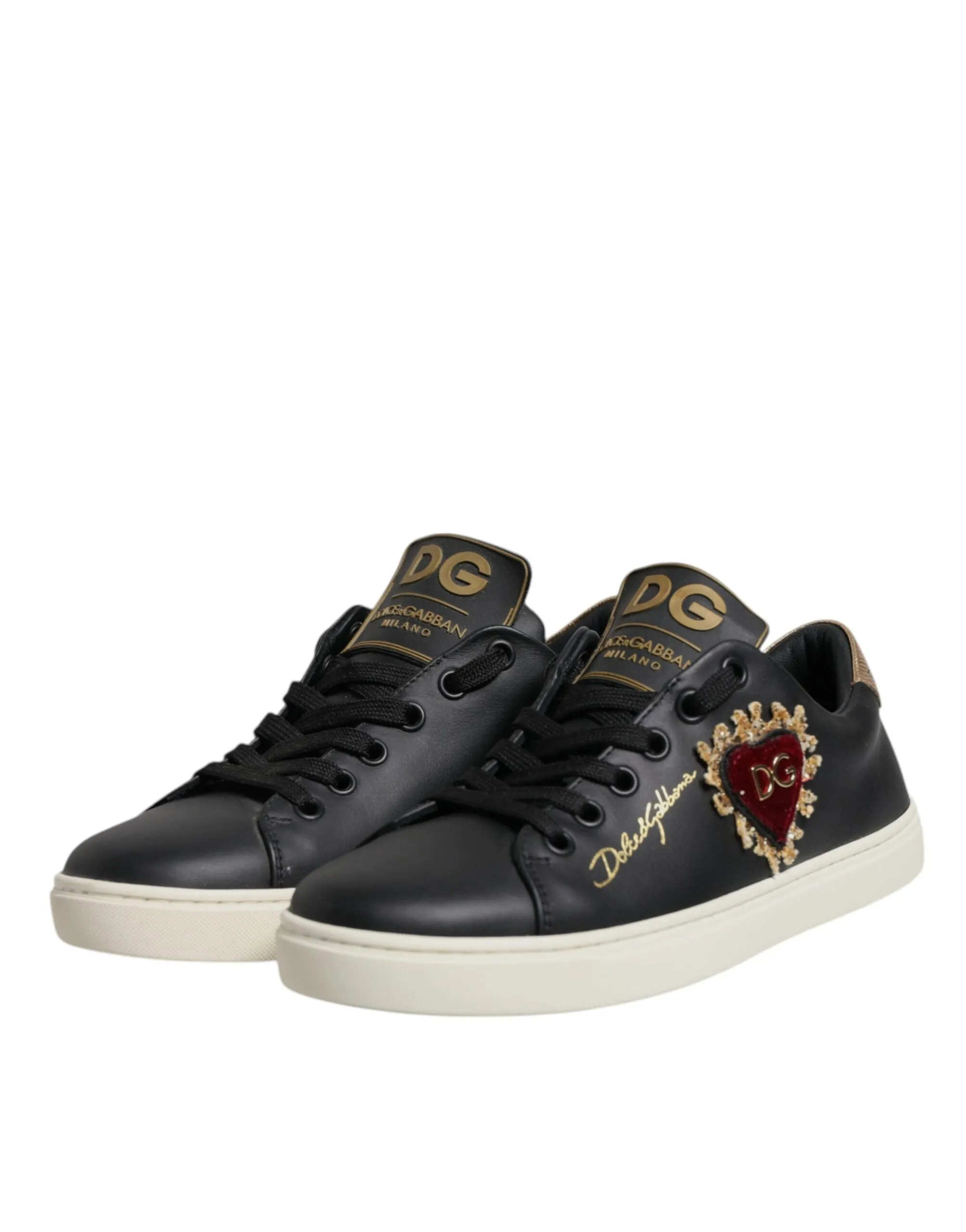 Dolce & Gabbana Leather gold Heart Sneakers Women's Shoes