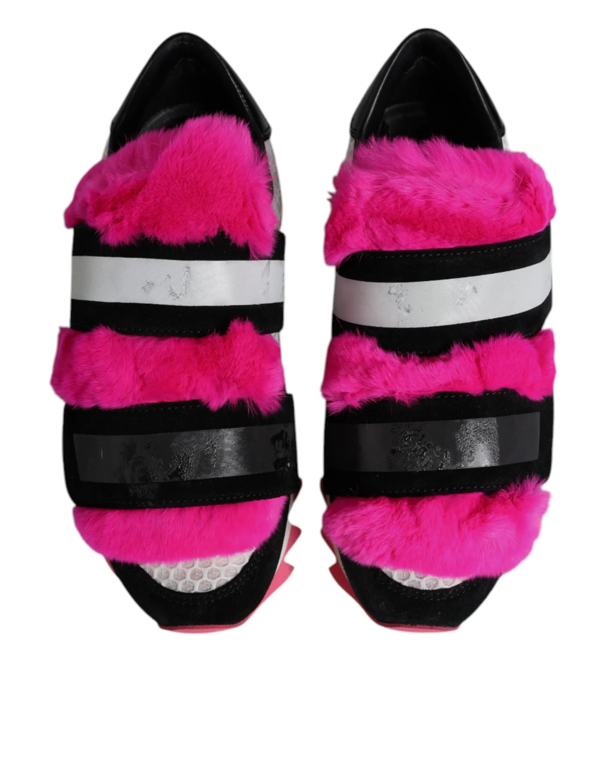 Dolce & Gabbana pink Fur Embellished Sneakers Women's Shoes (Pre-Owned)