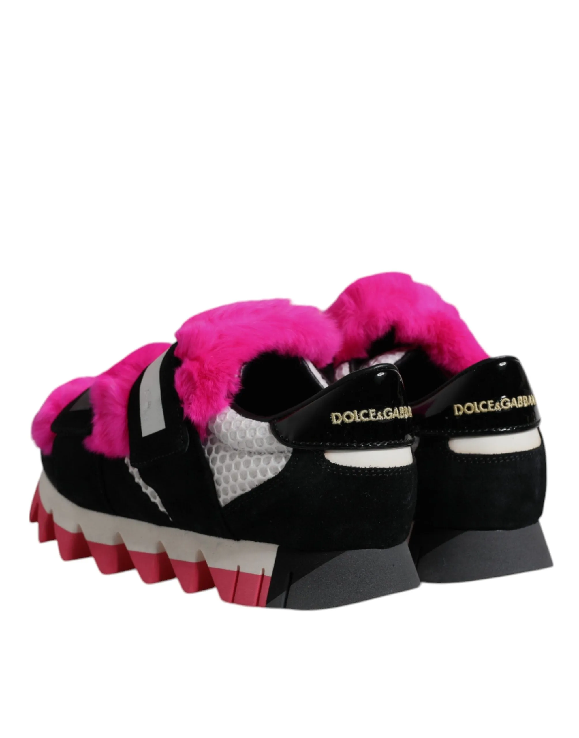Dolce & Gabbana pink Fur Embellished Sneakers Women's Shoes (Pre-Owned)