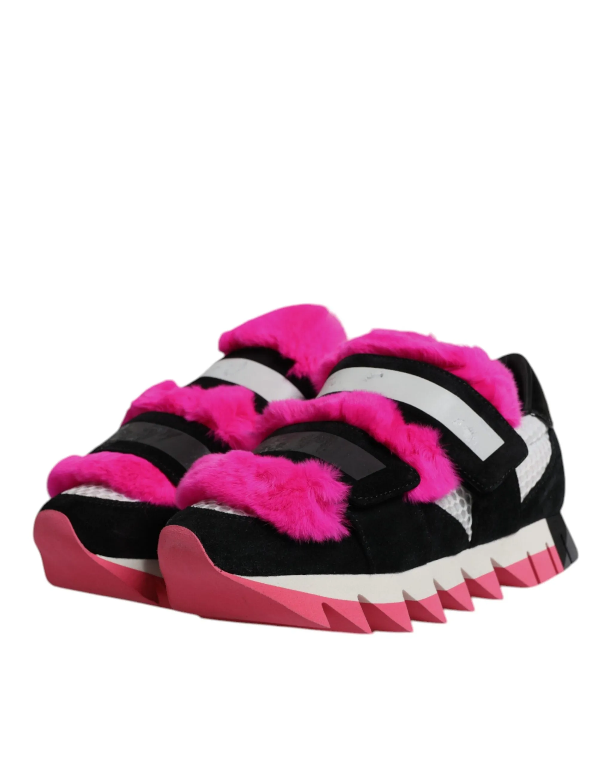 Dolce & Gabbana pink Fur Embellished Sneakers Women's Shoes (Pre-Owned)