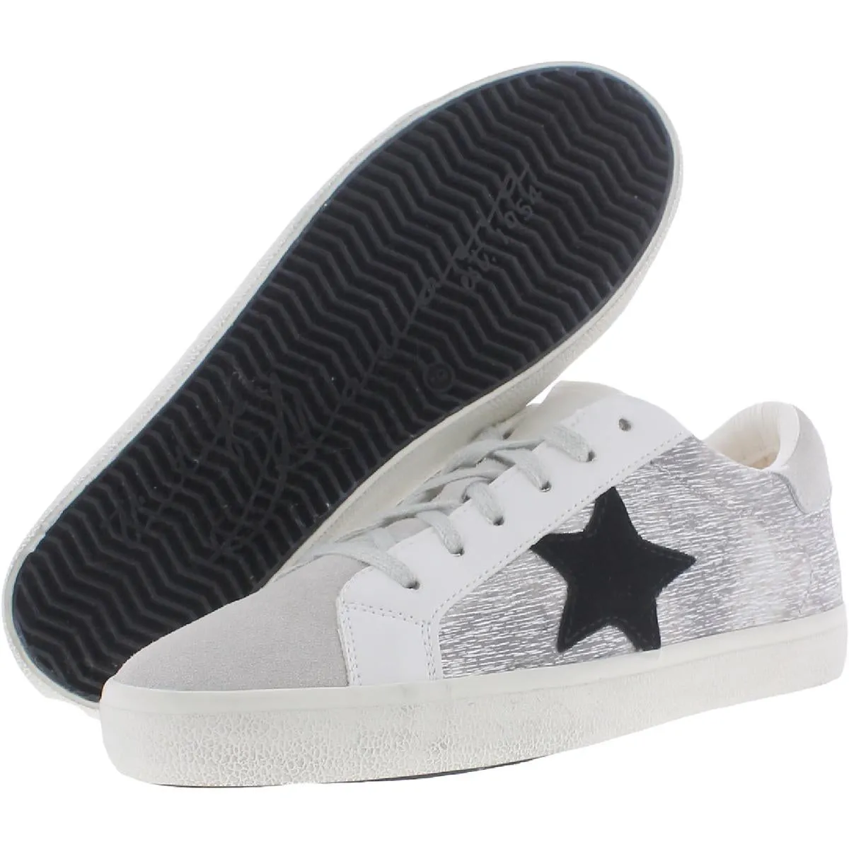 Dray Womens Leather Metallic Casual and Fashion Sneakers