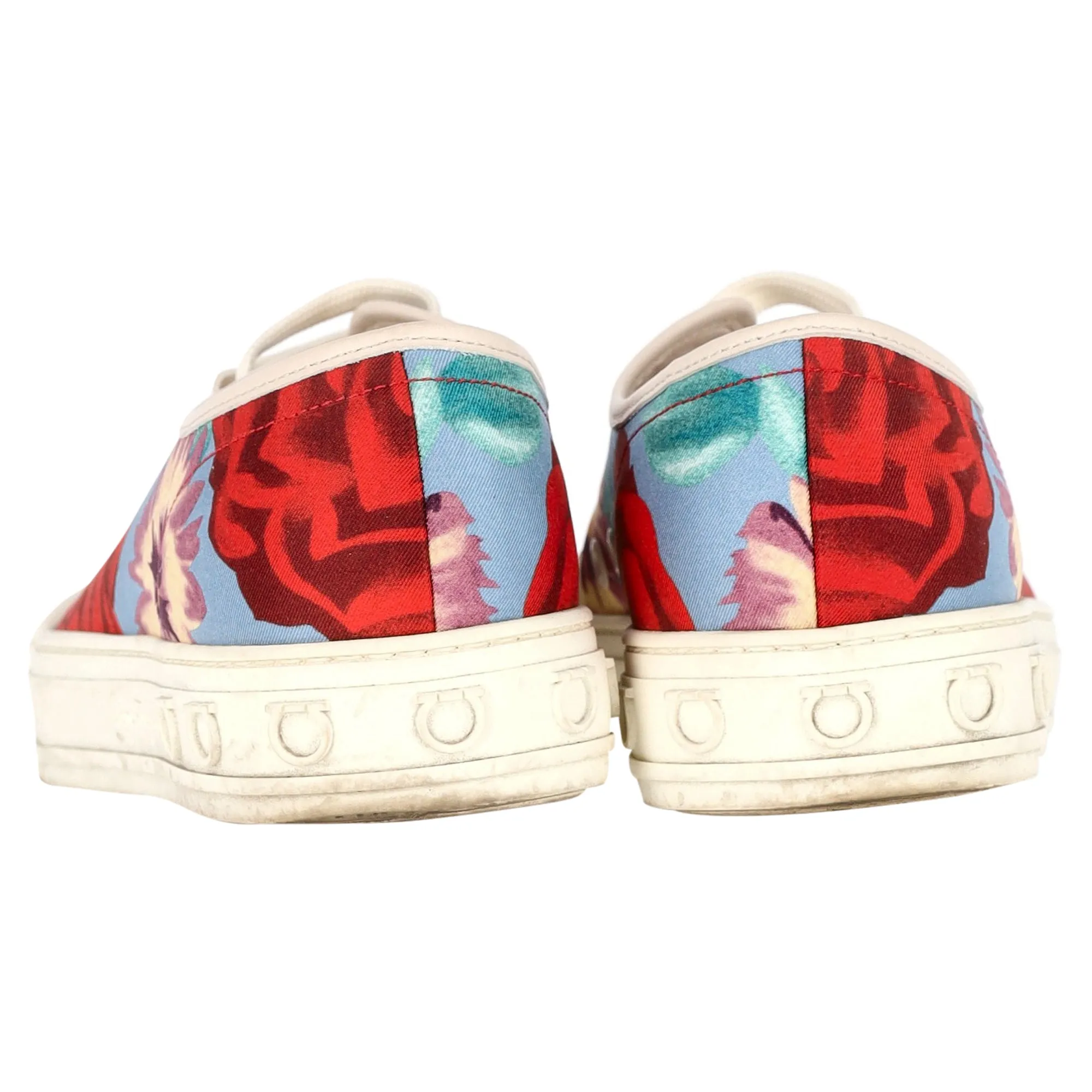 Ferragamo Floral Sneakers in Multicolor Chambray