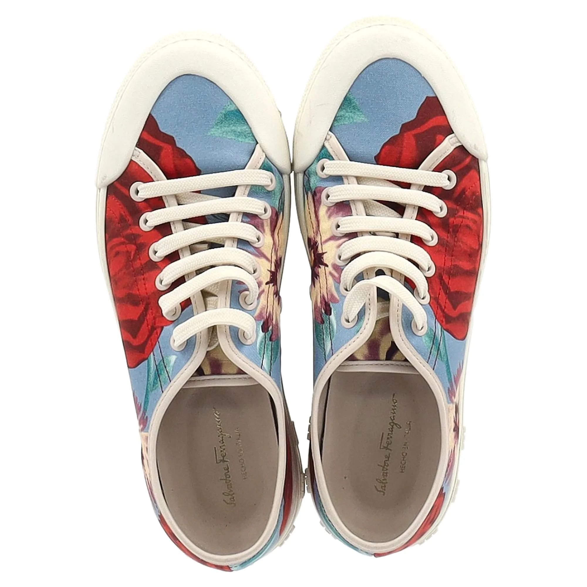 Ferragamo Floral Sneakers in Multicolor Chambray