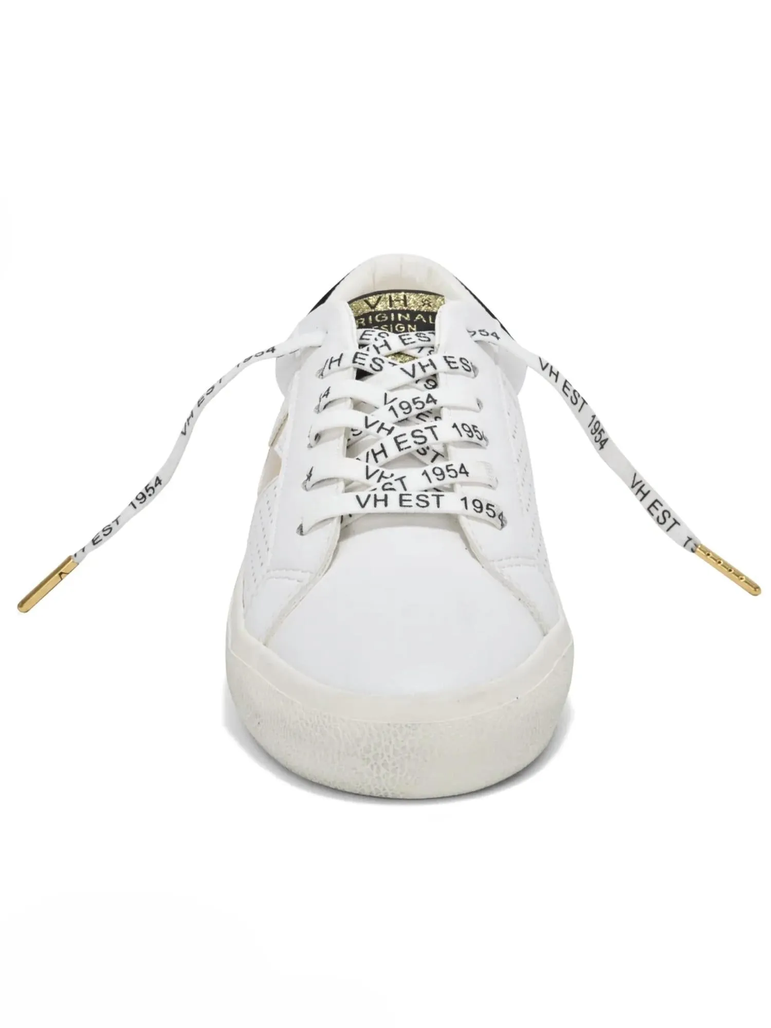 Gadol Ro Dotted Sneaker With Metallic Gold Star In White