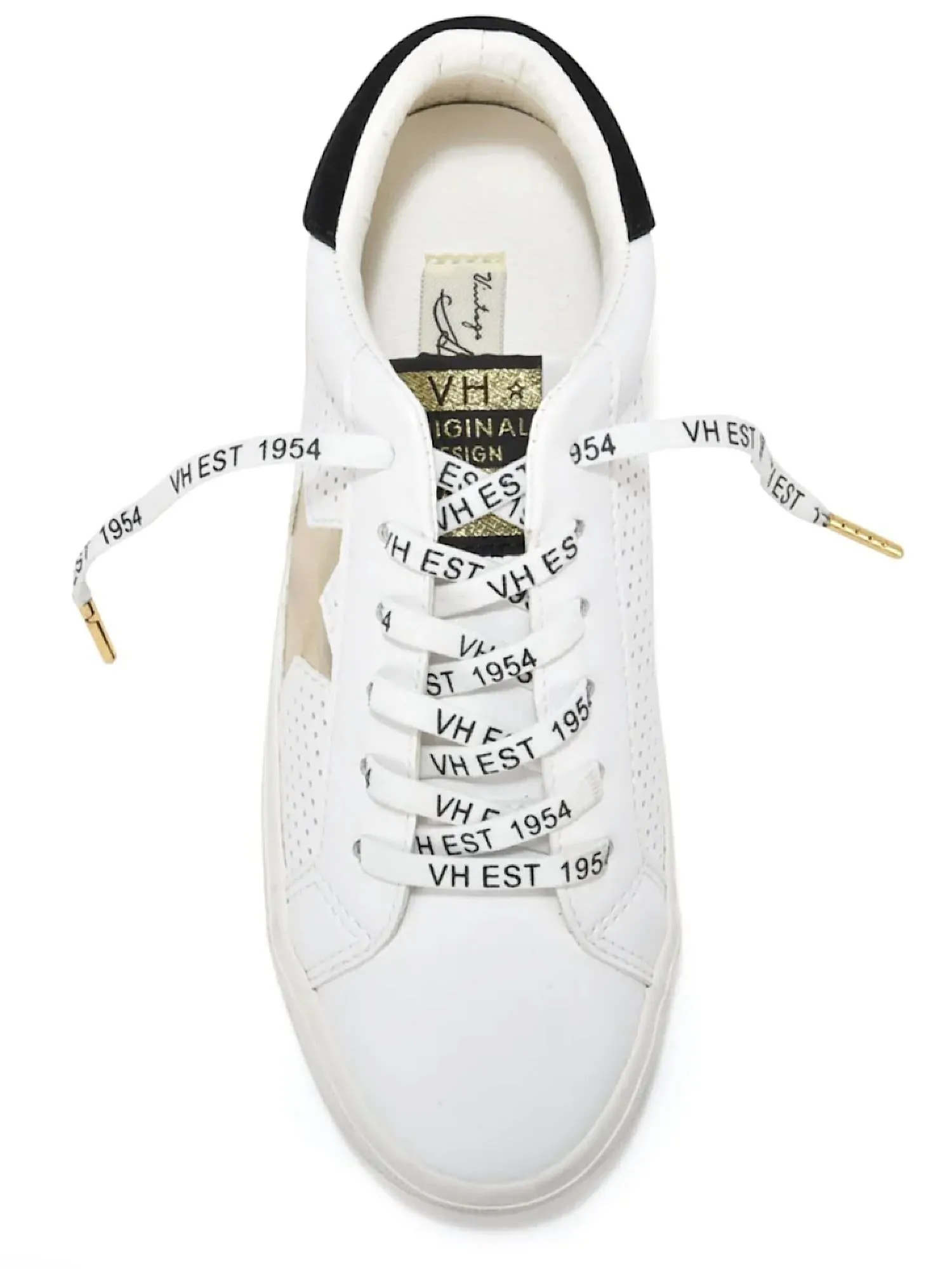 Gadol Ro Dotted Sneaker With Metallic Gold Star In White
