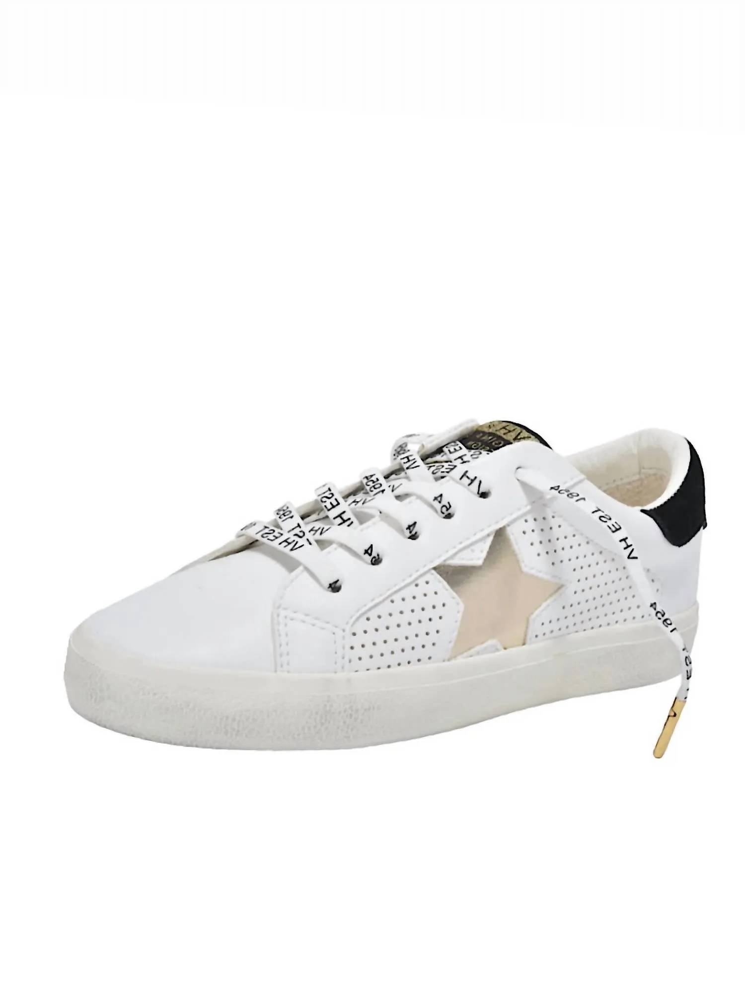 Gadol Ro Dotted Sneaker With Metallic Gold Star In White