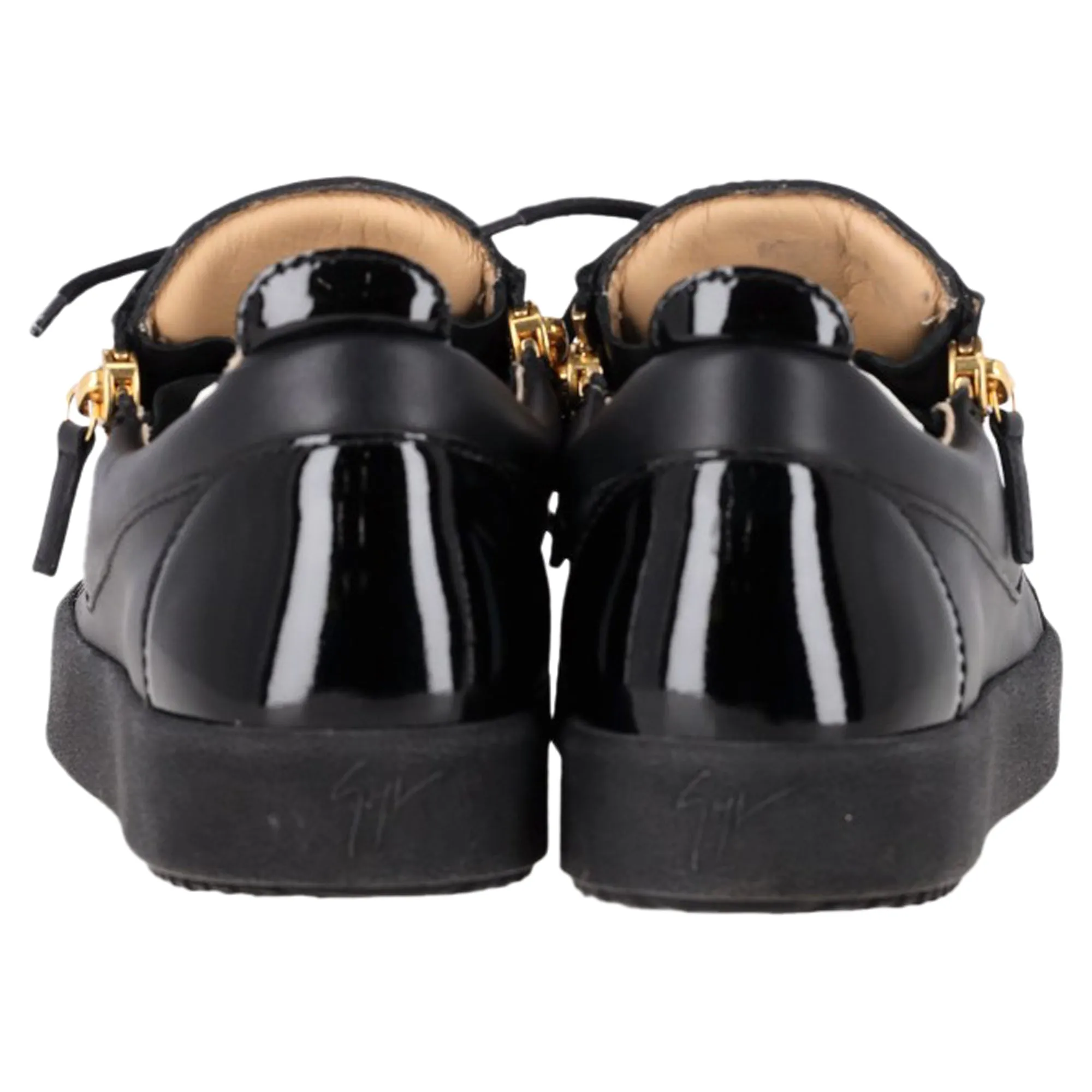 Giuseppe Zanotti Frankie Zipper Detail Sneakers in Black Leather
