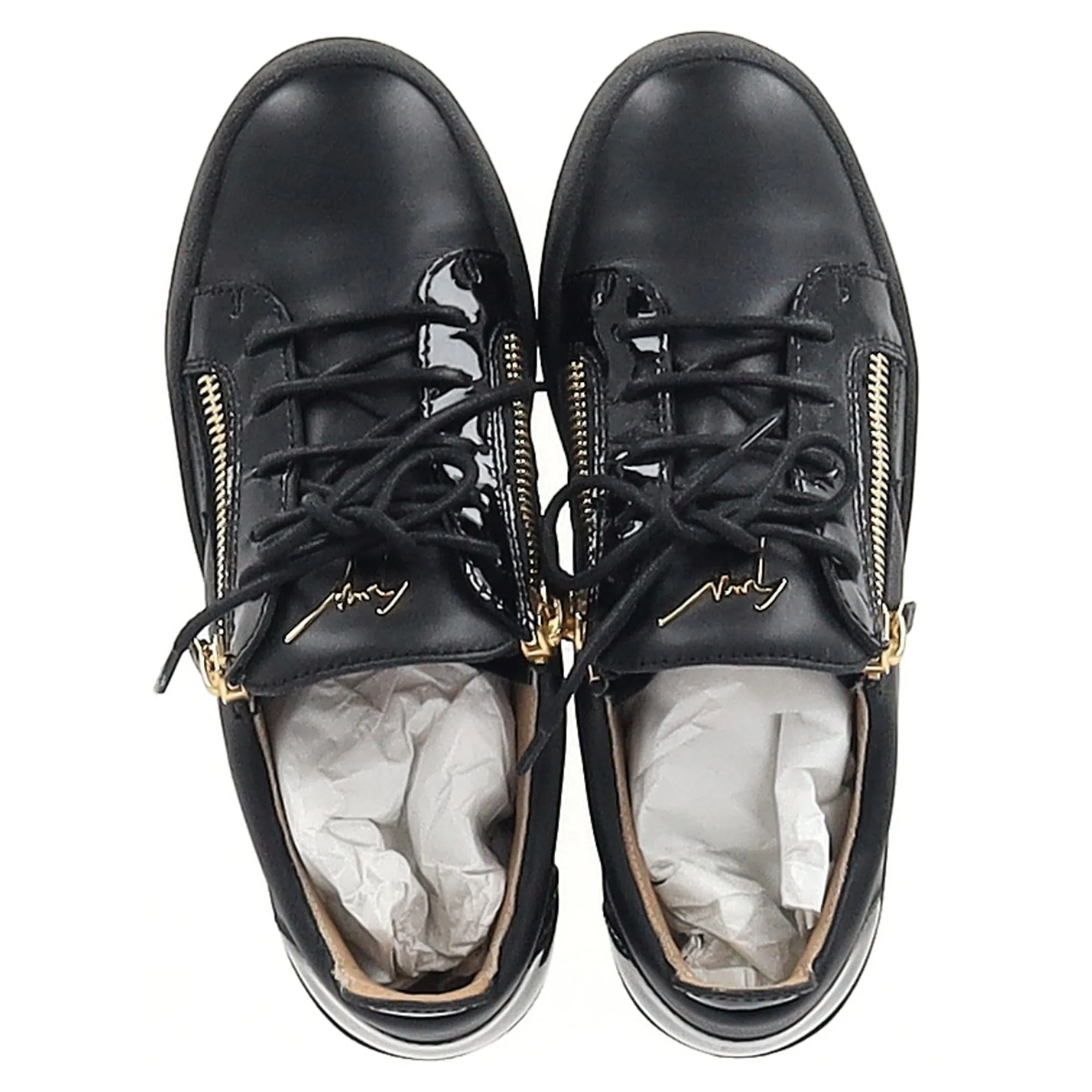 Giuseppe Zanotti Frankie Zipper Detail Sneakers in Black Leather