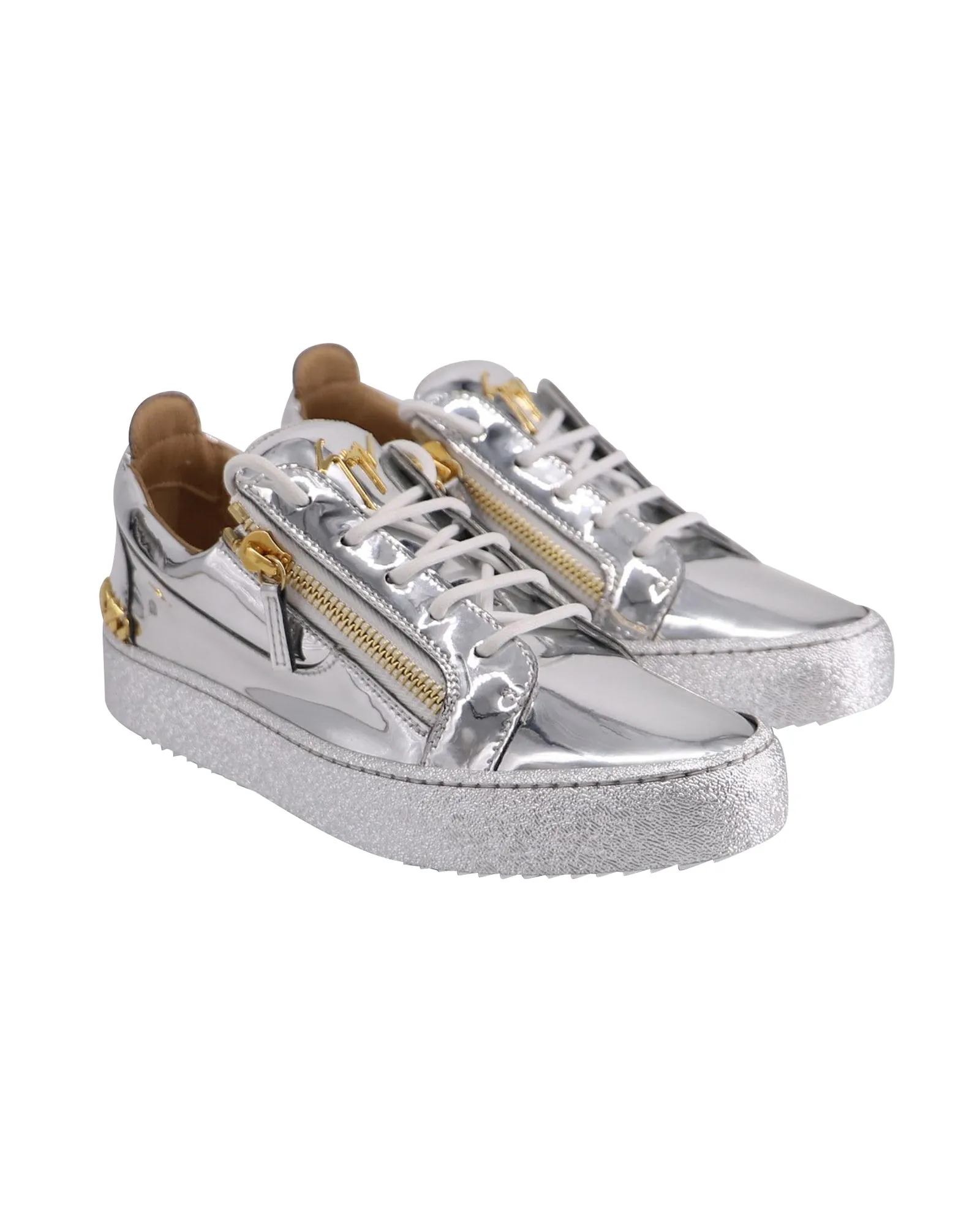 Giuseppe Zanotti Gail Sneakers in Metallic Silver Synthetic Fabric