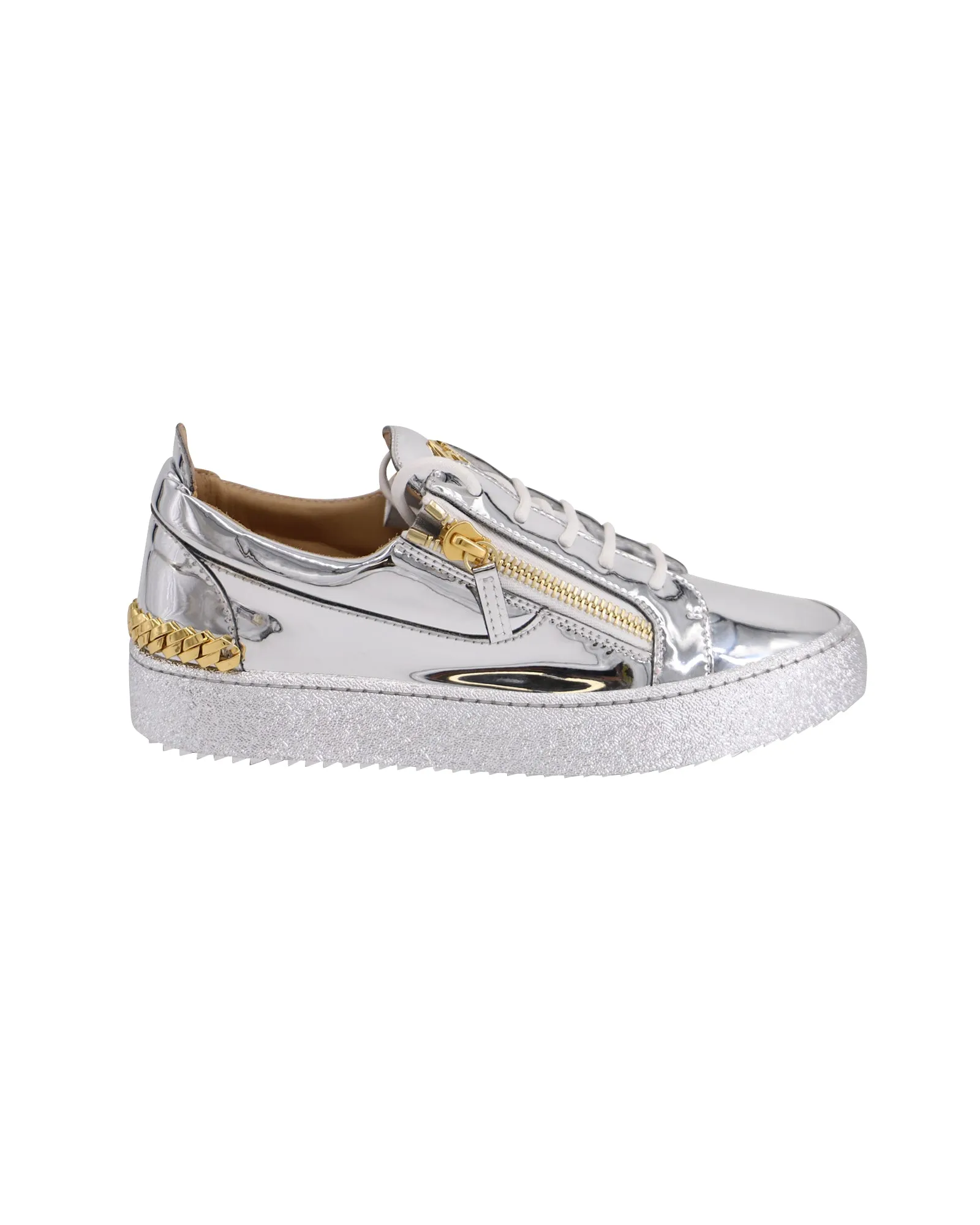 Giuseppe Zanotti Gail Sneakers in Metallic Silver Synthetic Fabric