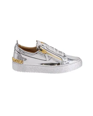 Giuseppe Zanotti Gail Sneakers in Metallic Silver Synthetic Fabric