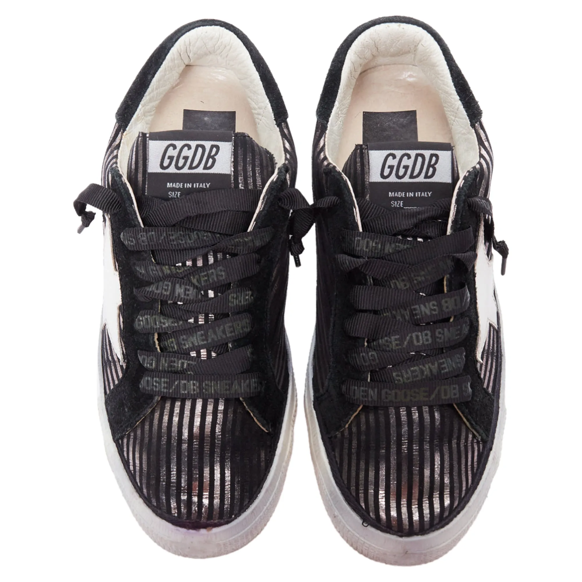 Golden Goose Fancy Metallic Stripe Distressed Sneakers