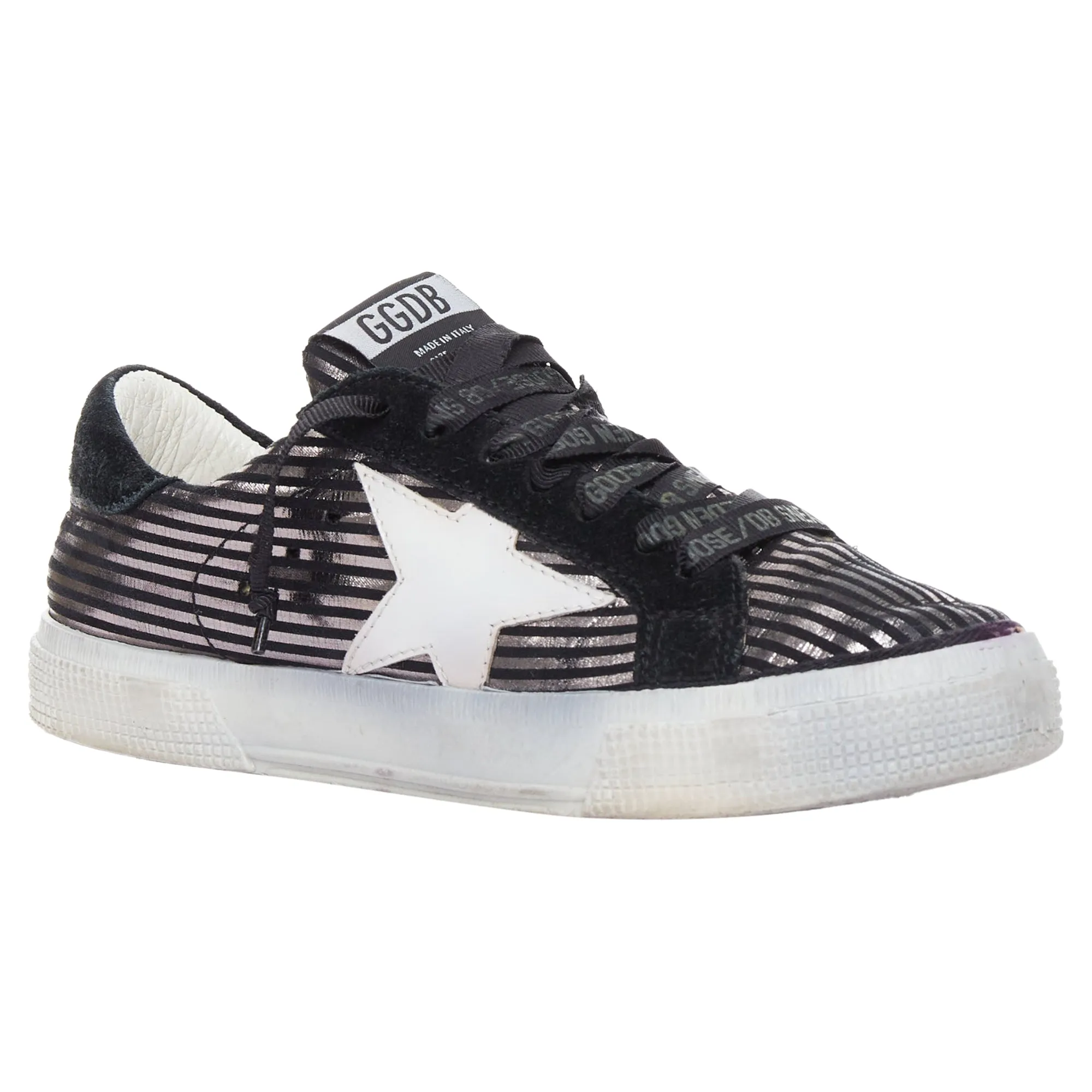 Golden Goose Fancy Metallic Stripe Distressed Sneakers