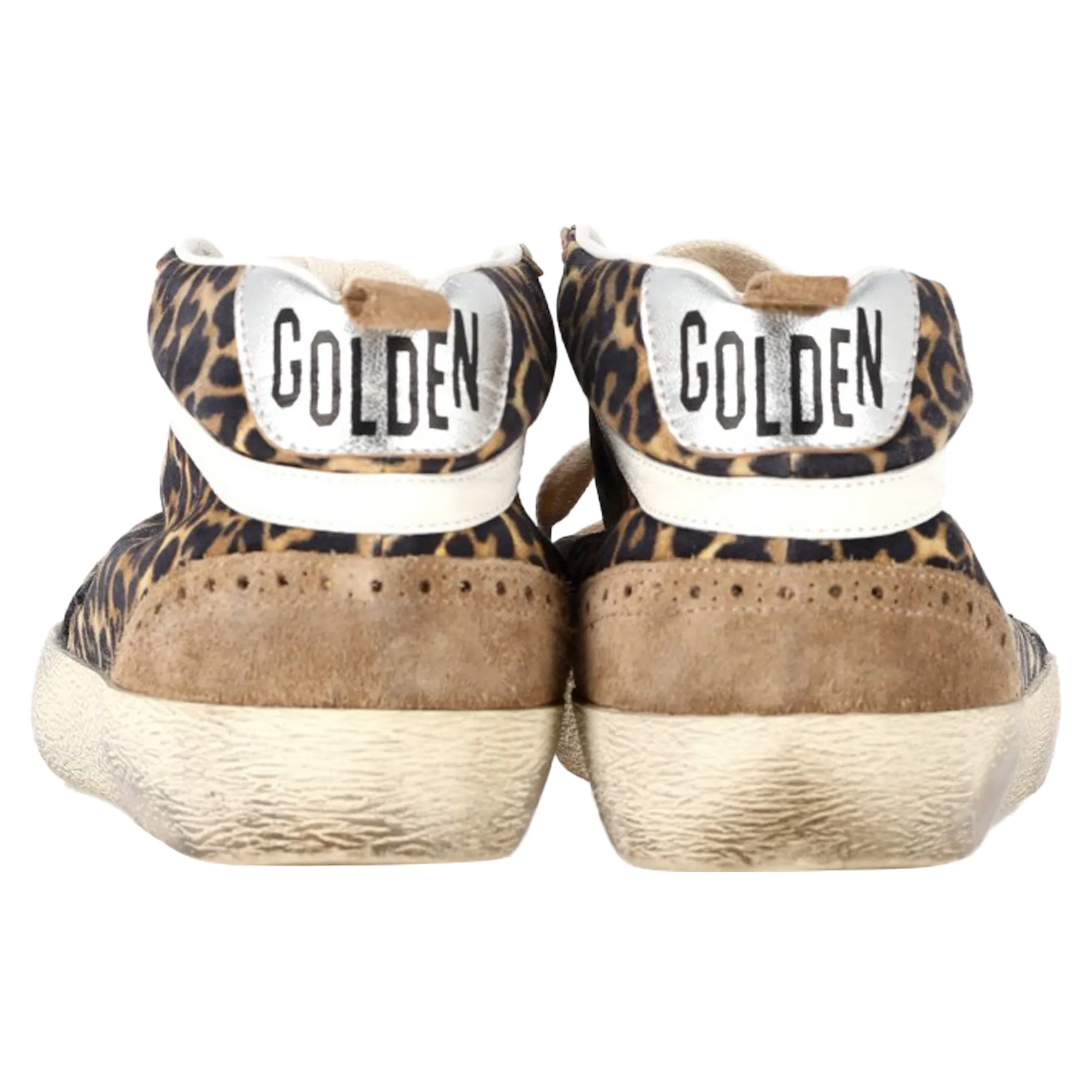 Golden Goose Mid-Star Sneakers in Leopard Print Pony Hair and Suede