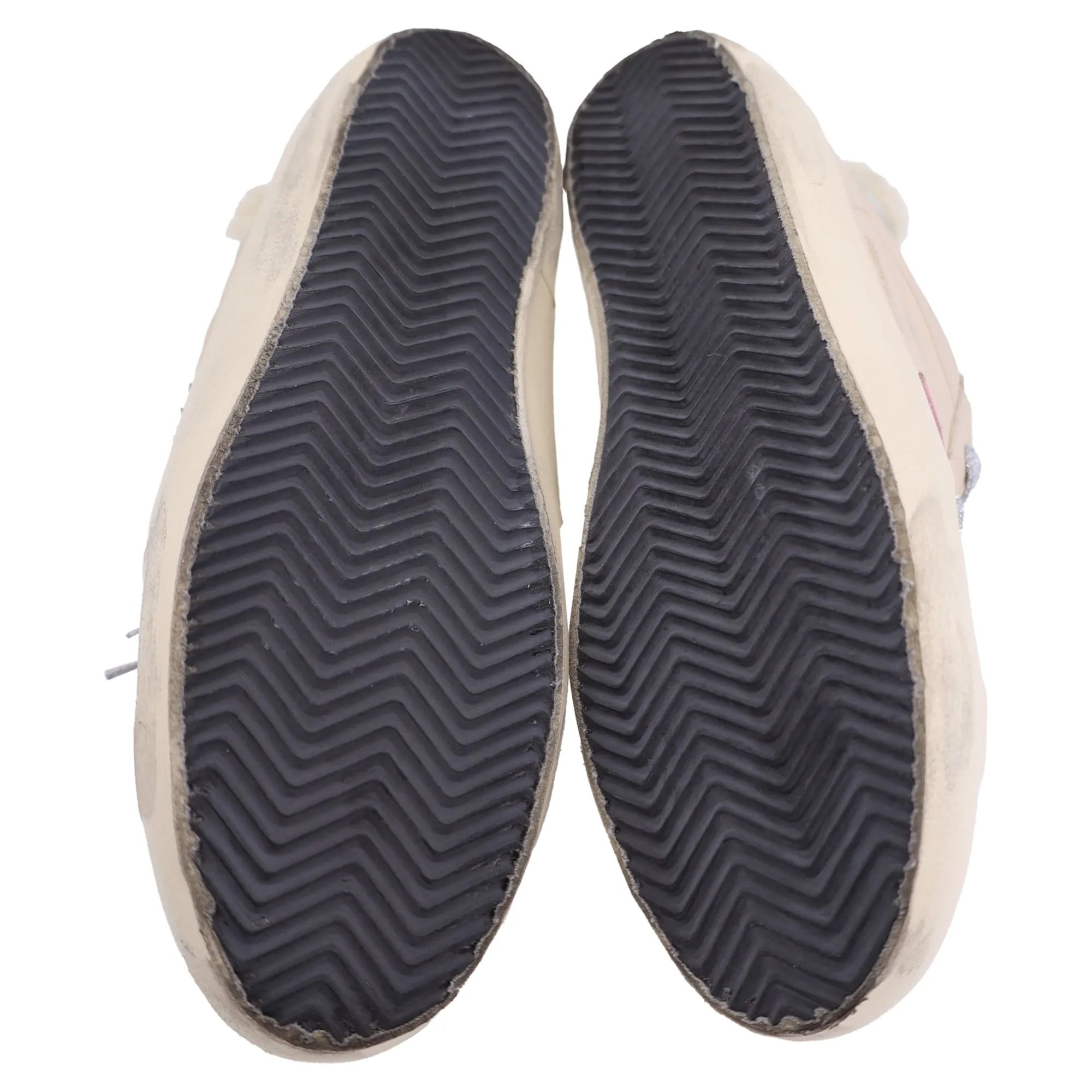 Golden Goose Super-Star with Shearling Low-Top Sneakers in Nude Leather