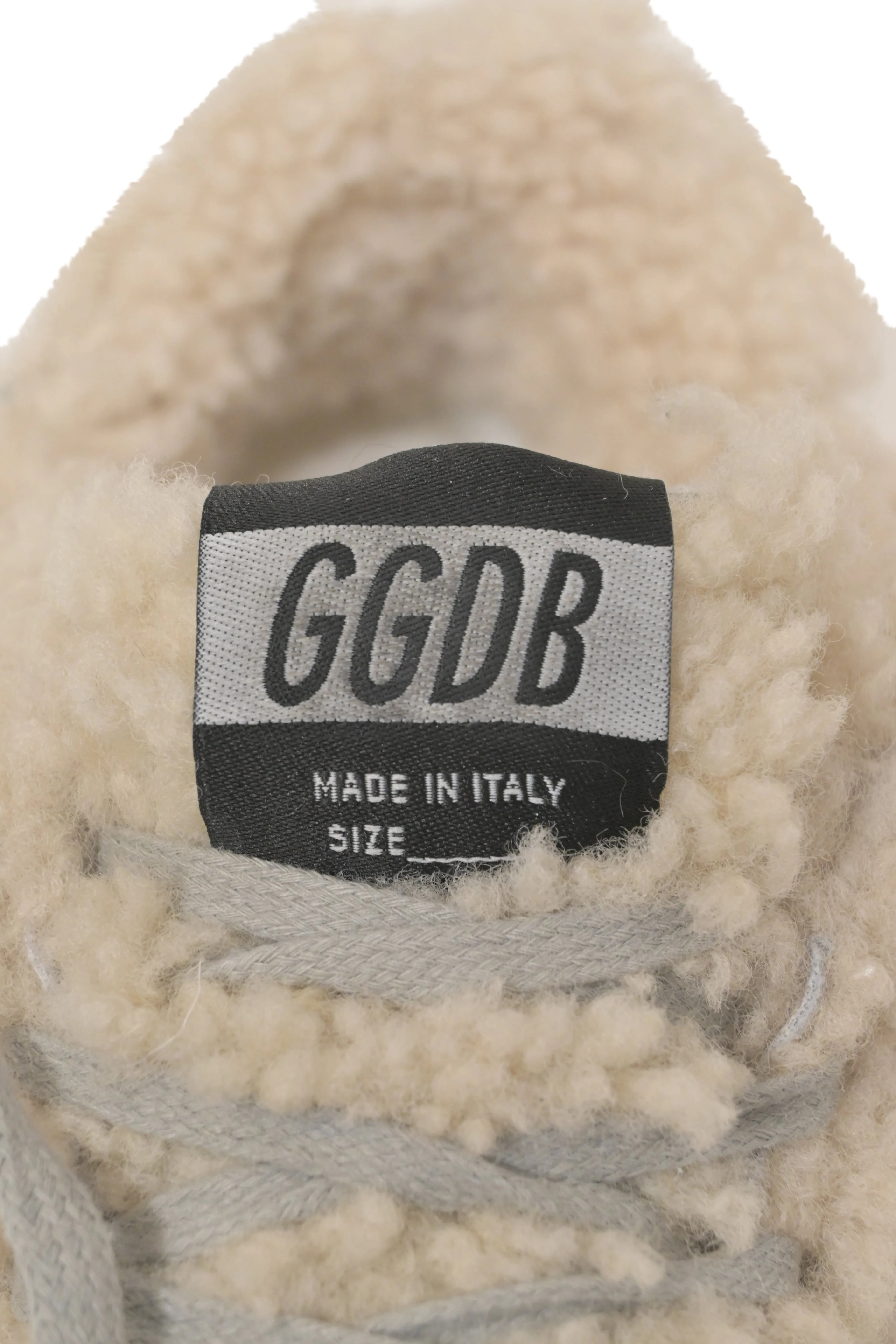 Golden Goose Superstar Sabot Distressed Glittered Shearling Slip-On Sneakers in White Wool