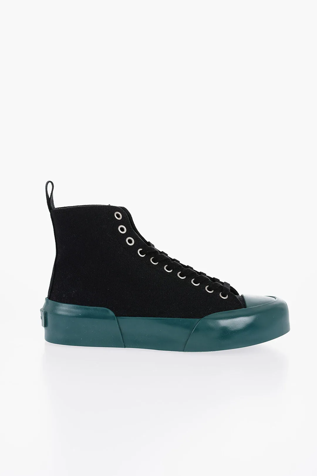 Jil Sander Rubber Sole Jungle Canvas Lace-Up Sneakers
