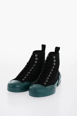 Jil Sander Rubber Sole Jungle Canvas Lace-Up Sneakers