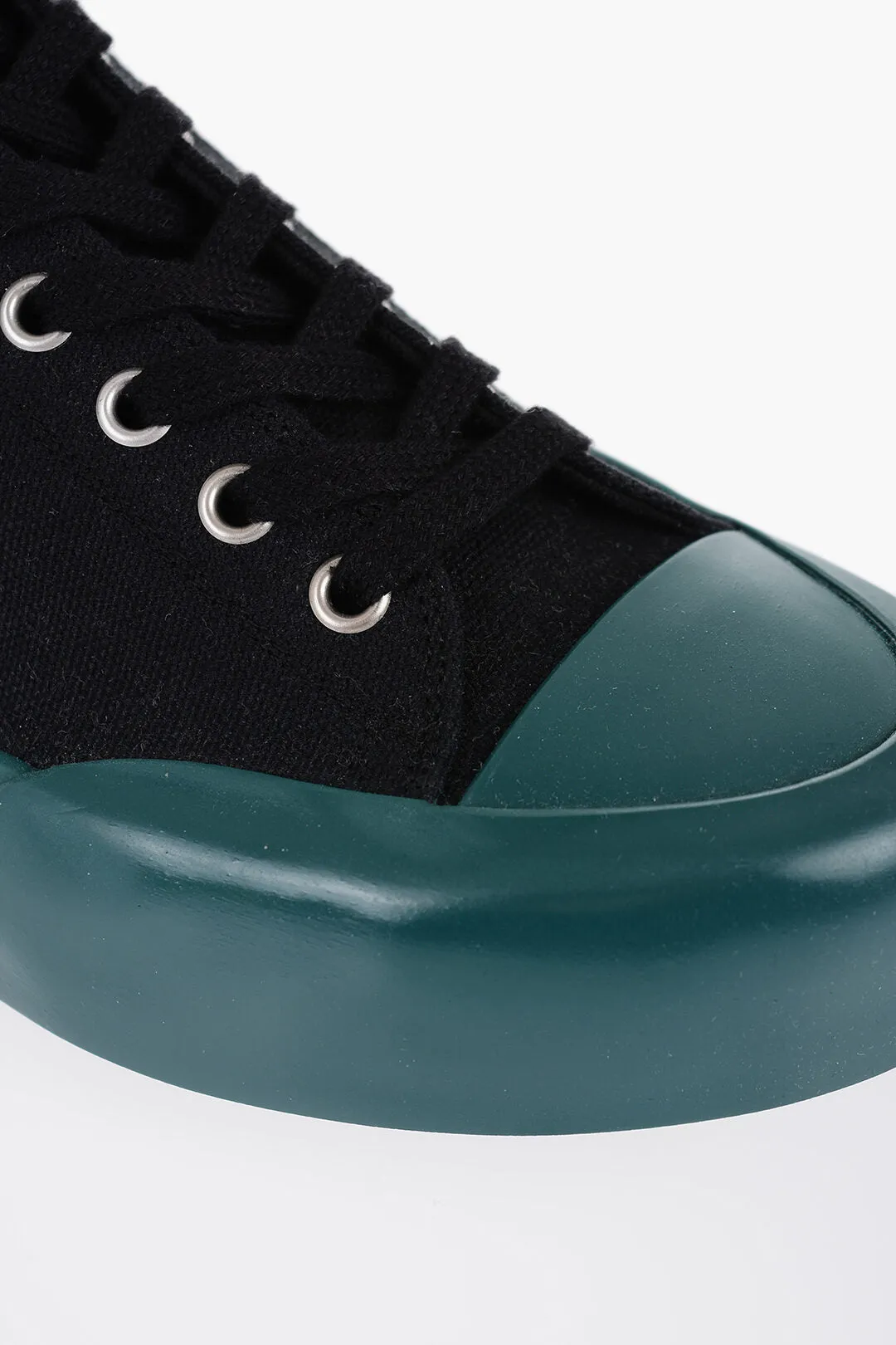 Jil Sander Rubber Sole Jungle Canvas Lace-Up Sneakers