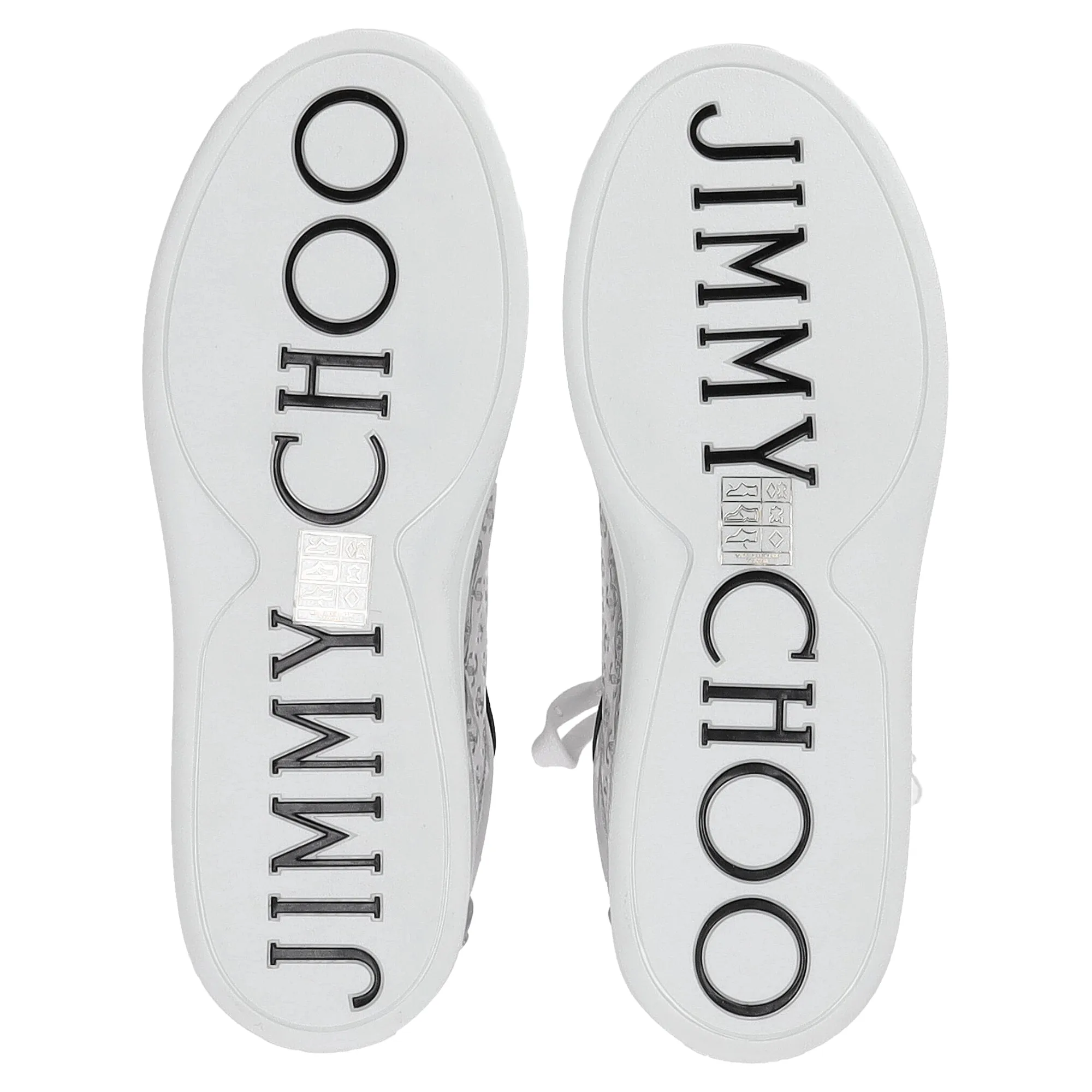 Jimmy Choo Rome/F Monogram Sneakers in Metallic Silver Leather