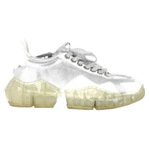 Jimmy Choo The Diamond Sneakers in Silver and White Leather
