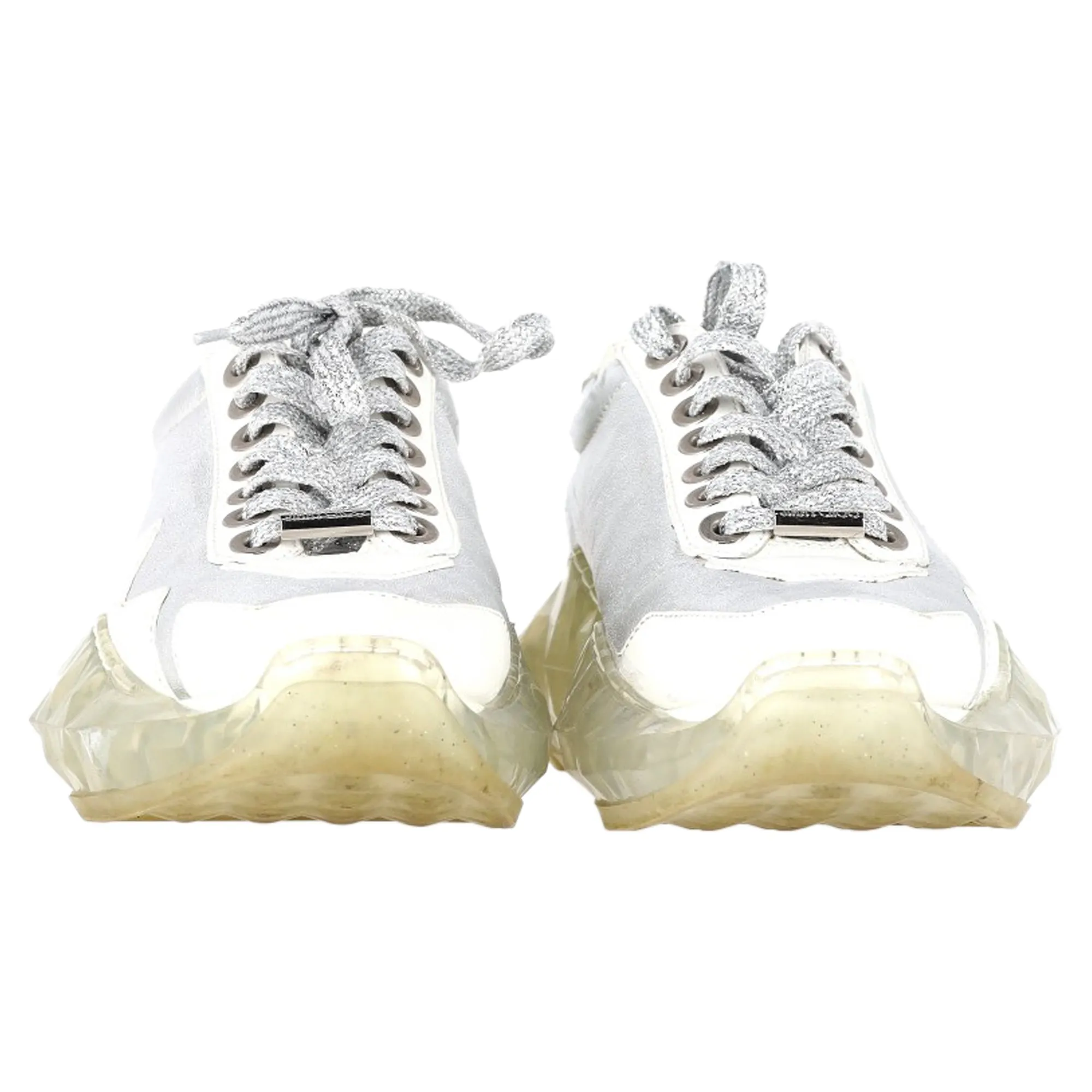 Jimmy Choo The Diamond Sneakers in Silver and White Leather