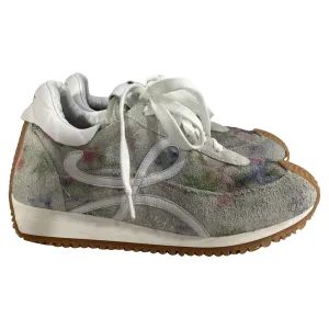 Loewe Flow Floral Printed Runner Sneakers in Multicolor Suede