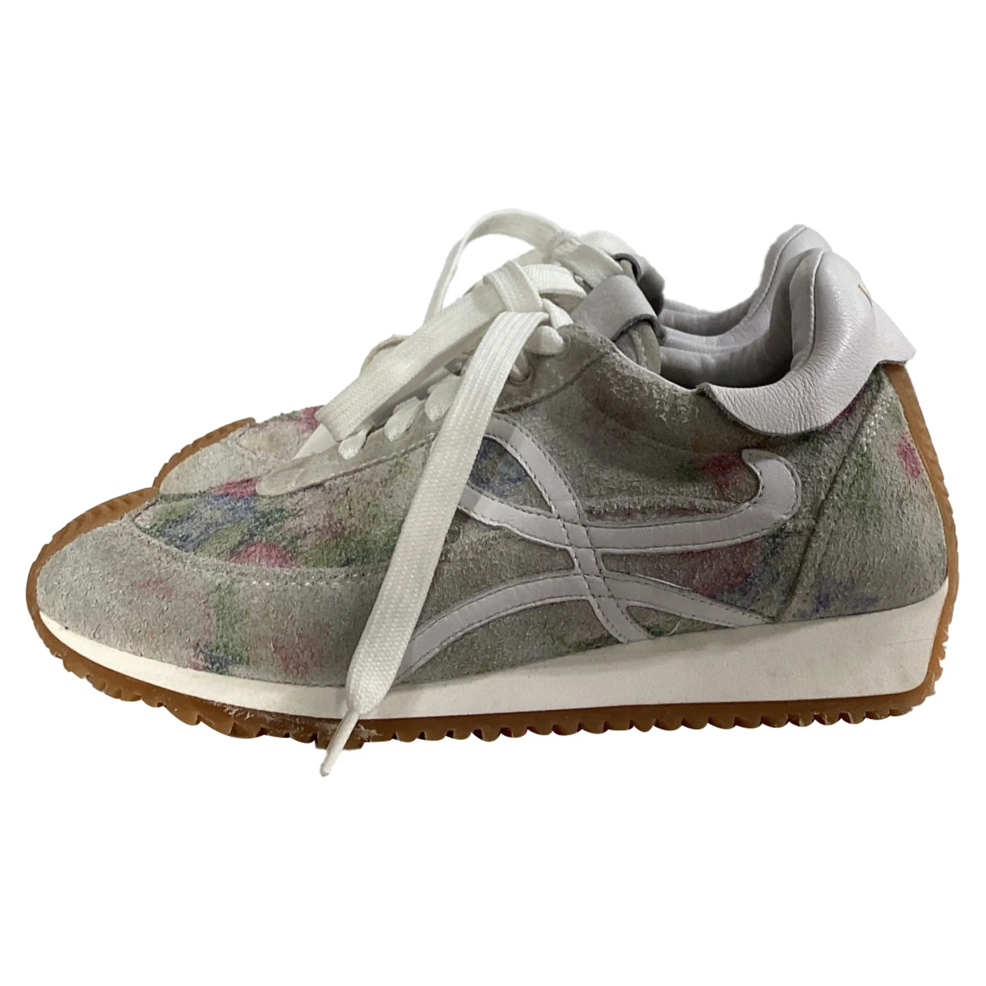 Loewe Flow Floral Printed Runner Sneakers in Multicolor Suede