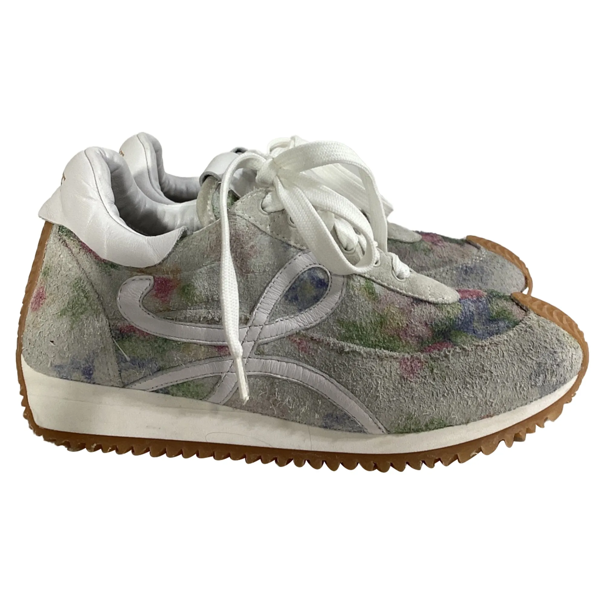 Loewe Flow Floral Printed Runner Sneakers in Multicolor Suede