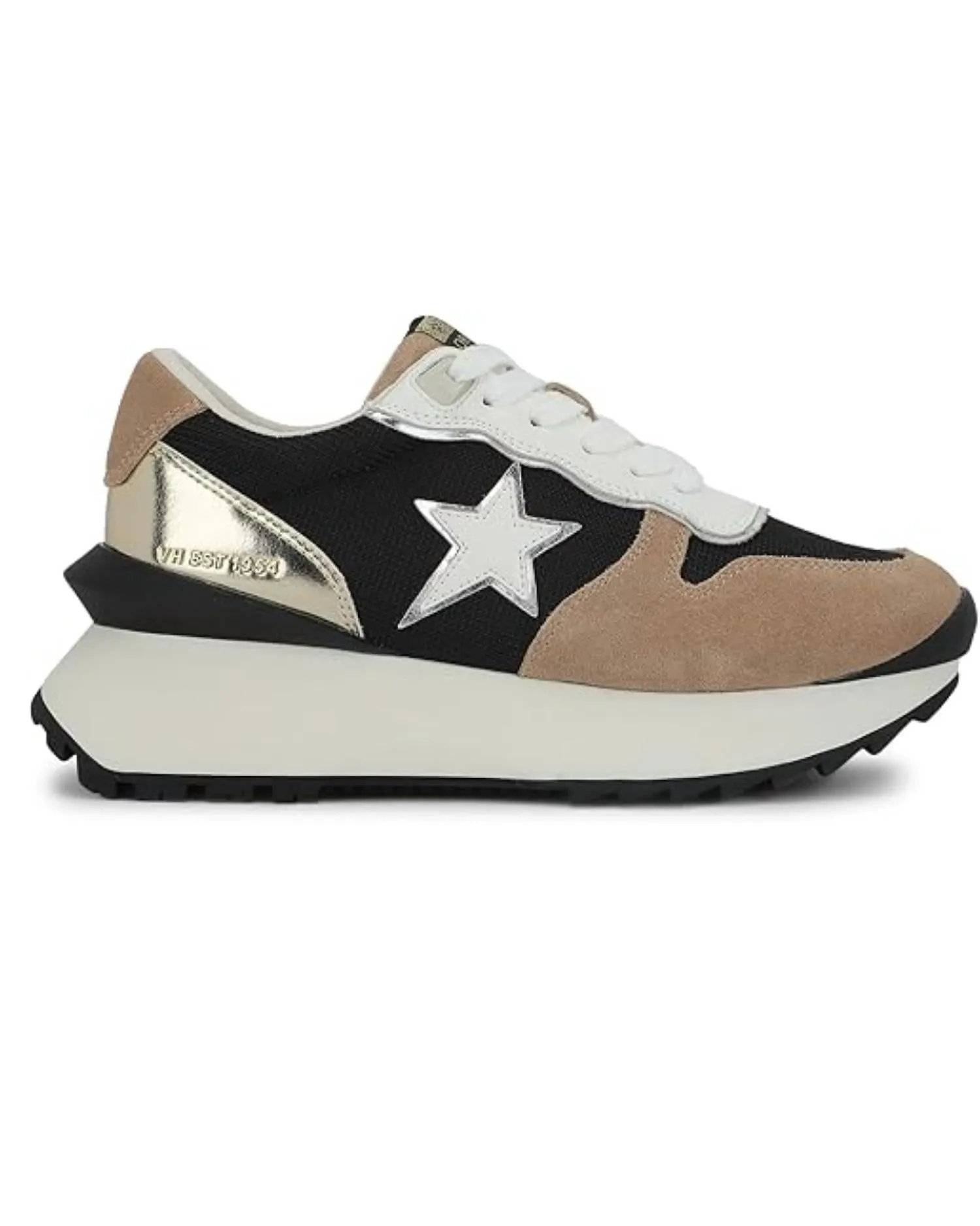 Major 22 Mesh Sneakers In Black Mesh/gold/taupe