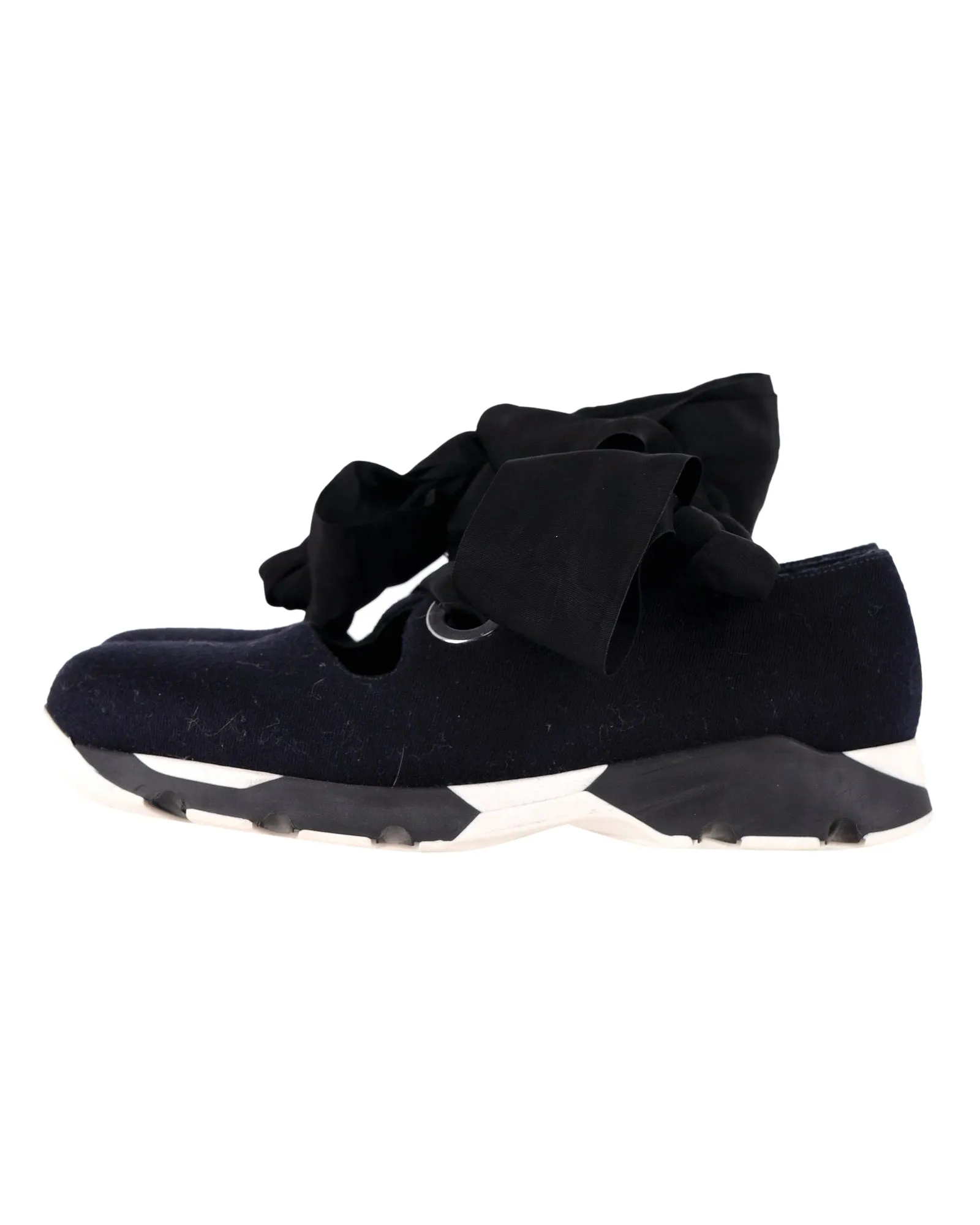 Marni Bow Sneakers in Navy Blue Canvas
