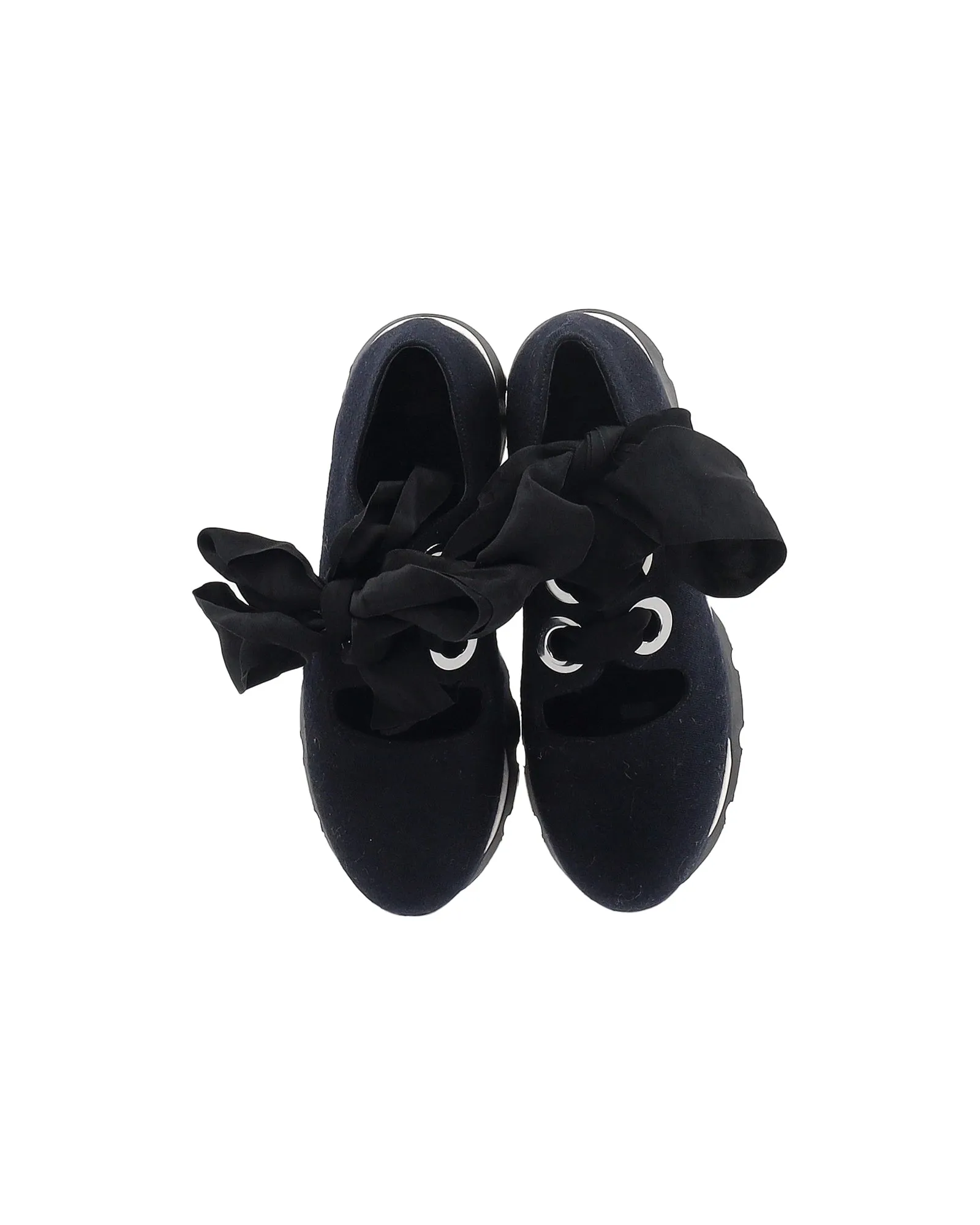 Marni Bow Sneakers in Navy Blue Canvas
